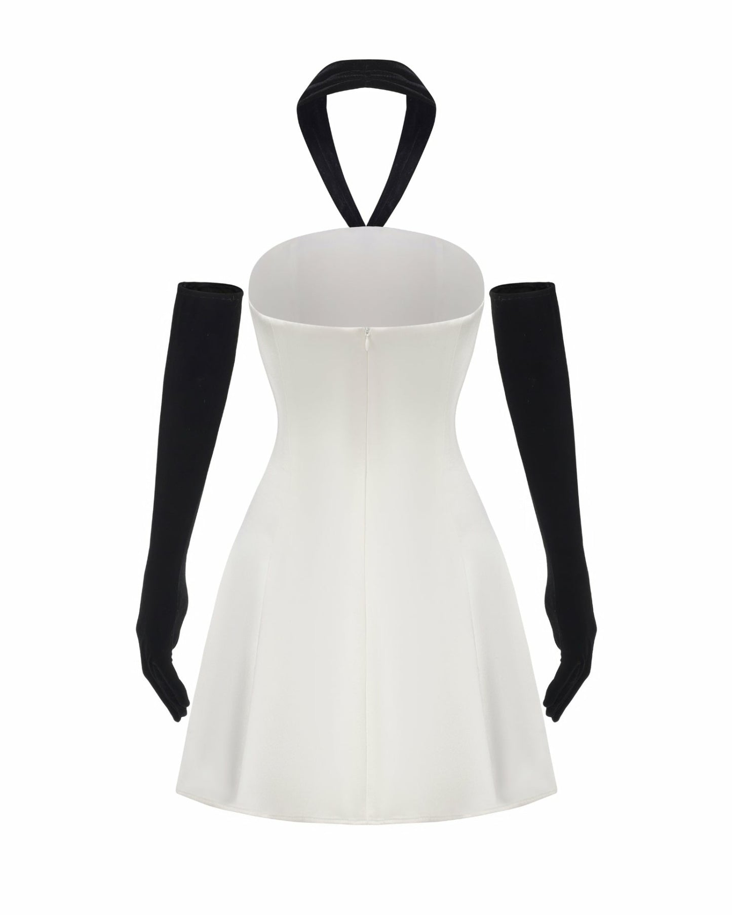 Nana Jacqueline Jenna Halter Velvet Mini Dress: White Mini Dress for Engagement Party White