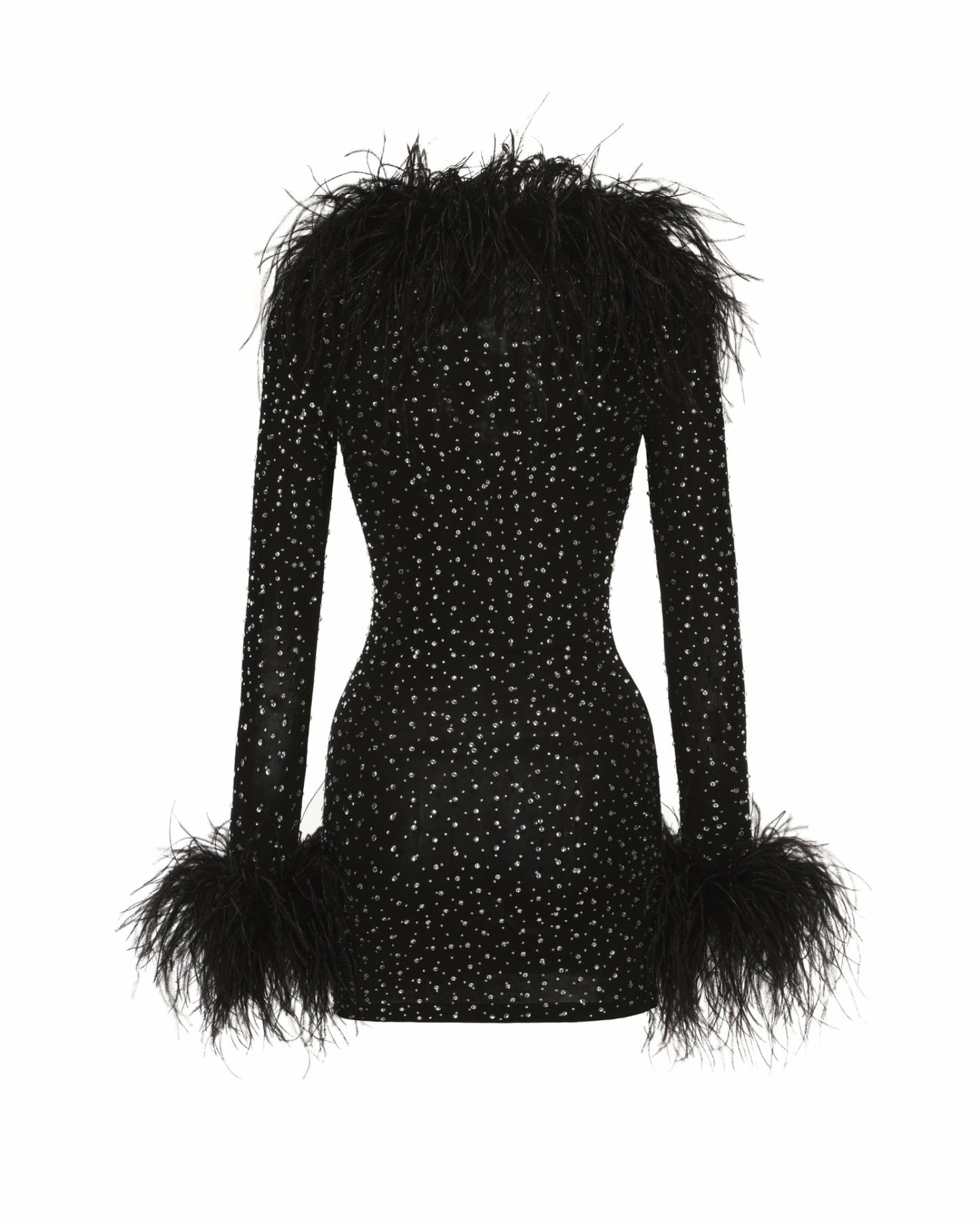 Nana Jacqueline Margot Feather Mini Dress: Black Mini Dress for Cocktail Party Black