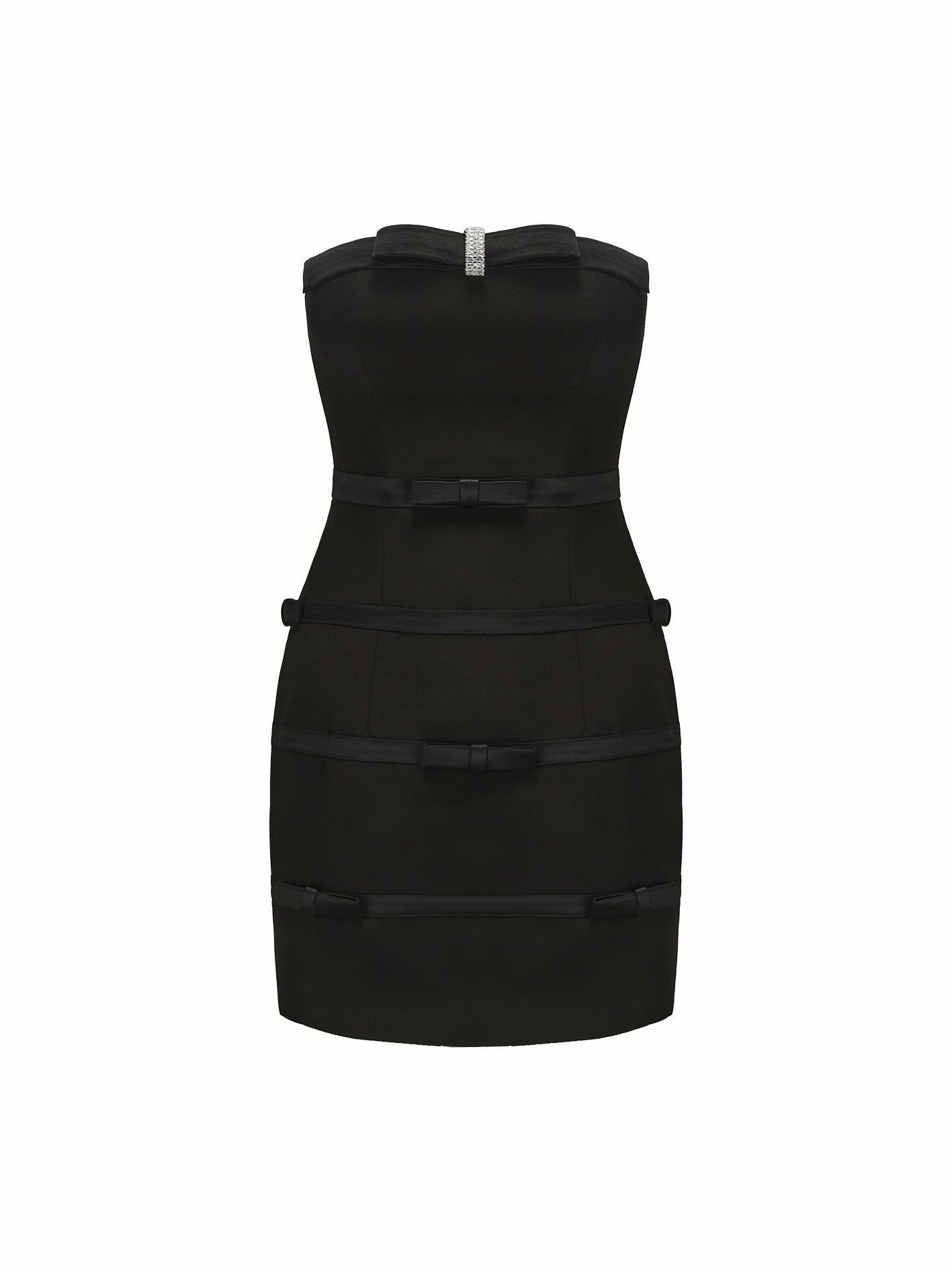 Nana Jacqueline Lucie Bow Dress: Black Mini Dress for Cocktail Party Black