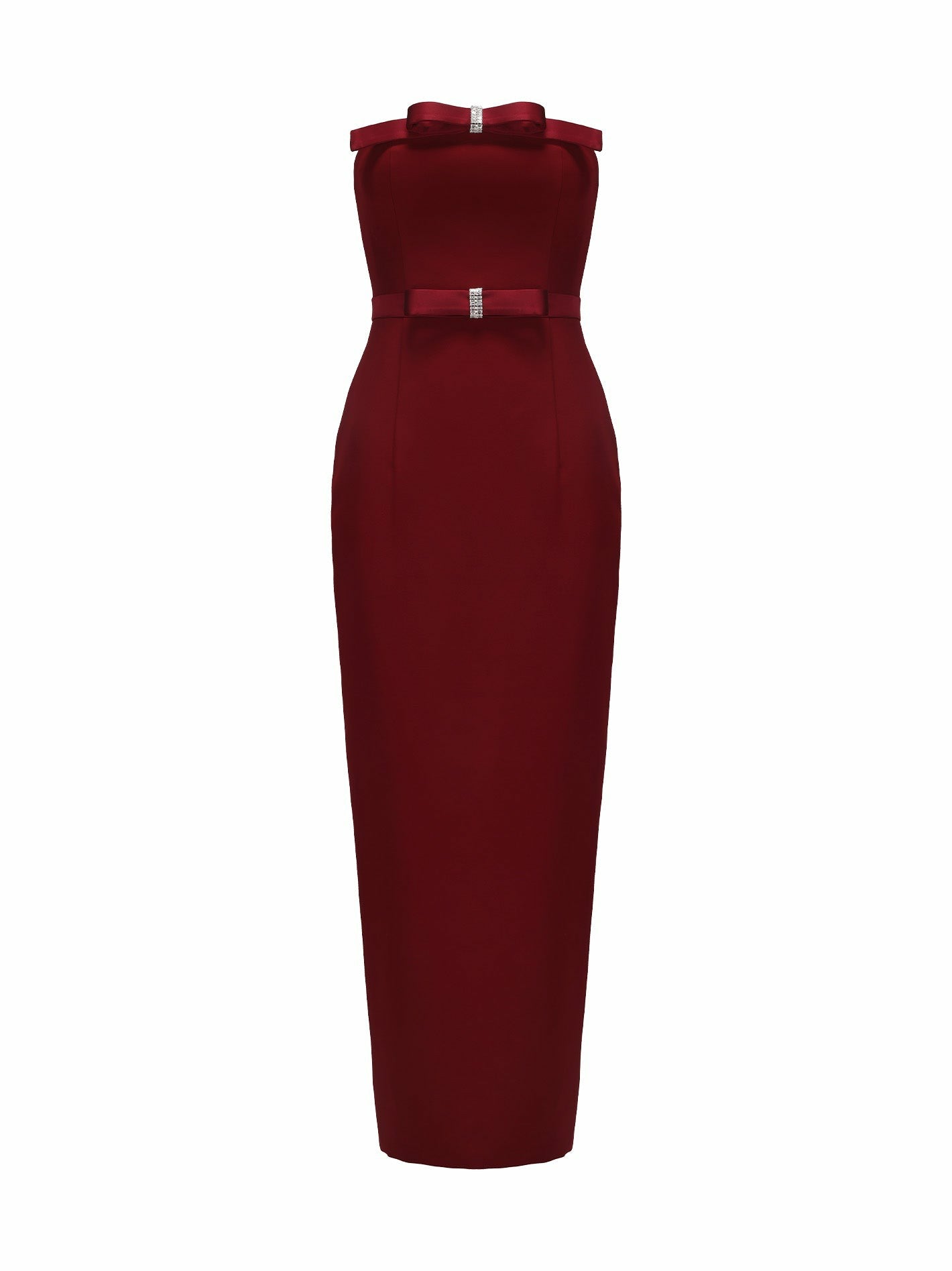 Nana Jacqueline Demi Bow Dress: Red Midi Dress for Cocktail Party Red