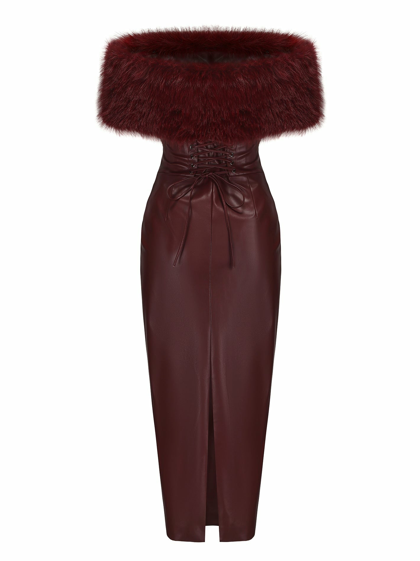 Nana Jacqueline Gabrielle Fur Maxi Dress: Red Maxi Dress for Cocktail Party Red