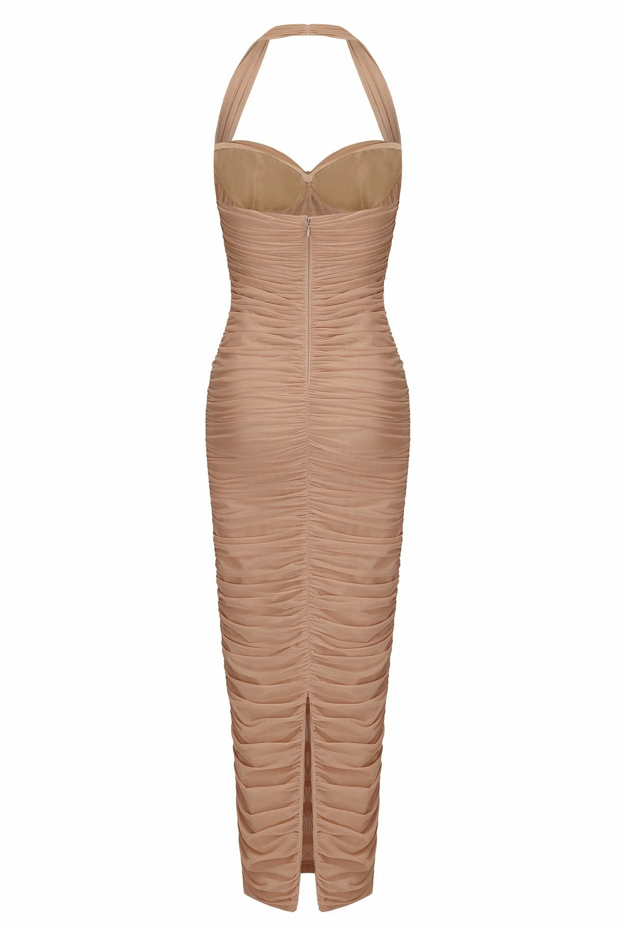 Nana Jacqueline Francesca Dress: Beige Midi Dress for Cocktail Party Beige