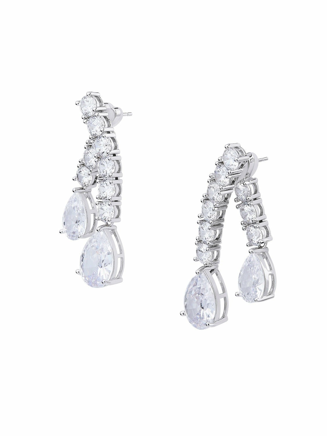 Nana Jacqueline Bella Earrings: Silver Earrings for Bridal Shower White