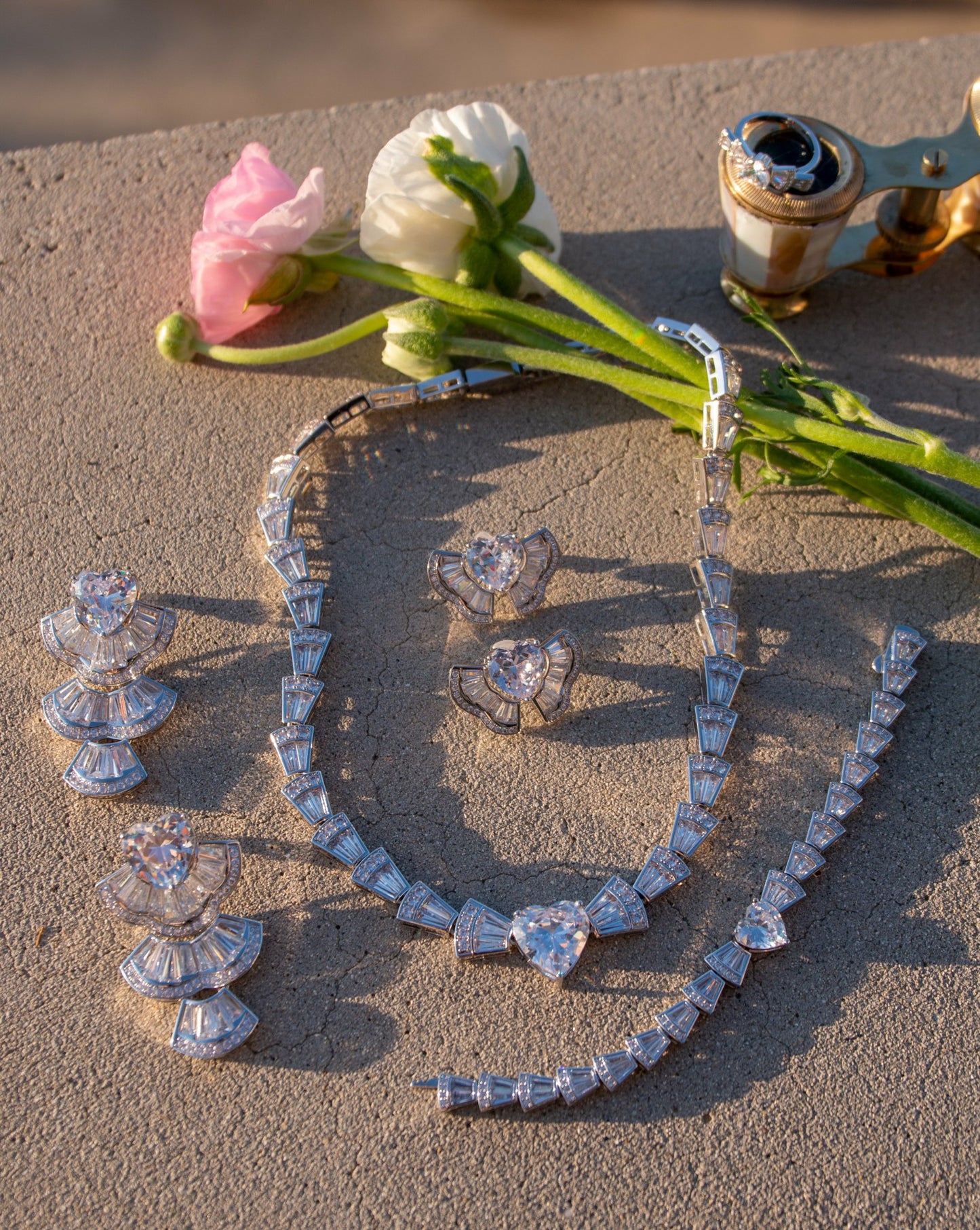 Nana Jacqueline Juliet Heart Earrings: White Earrings for Engagement Party White