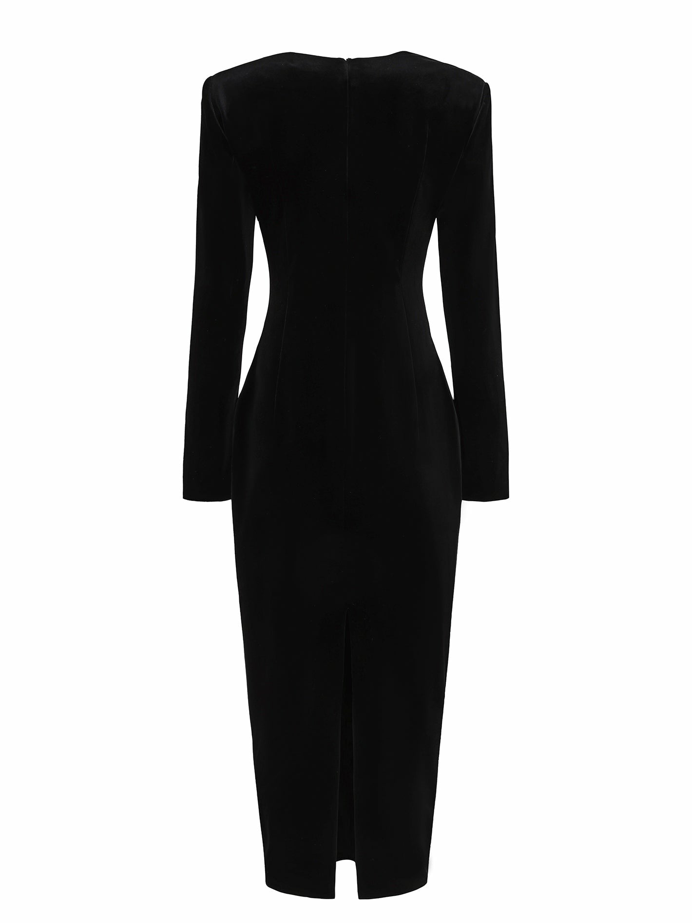 Nana Jacqueline Veronica Velvet Dress: Black Midi Dress for Cocktail Party Black
