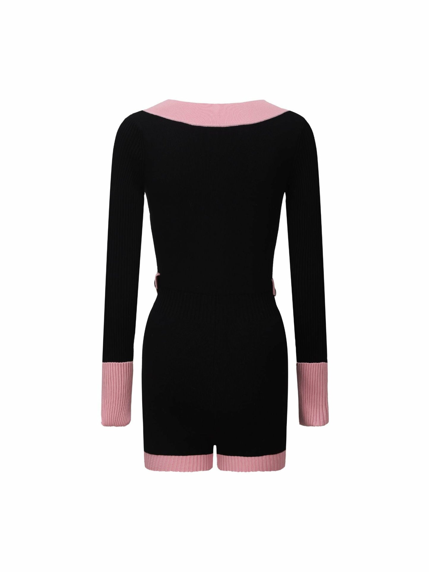 Nana Jacqueline Matilda Knit Jumpsuit: Black Knit Jumpsuit for Girls' Night Out Black & Pink
