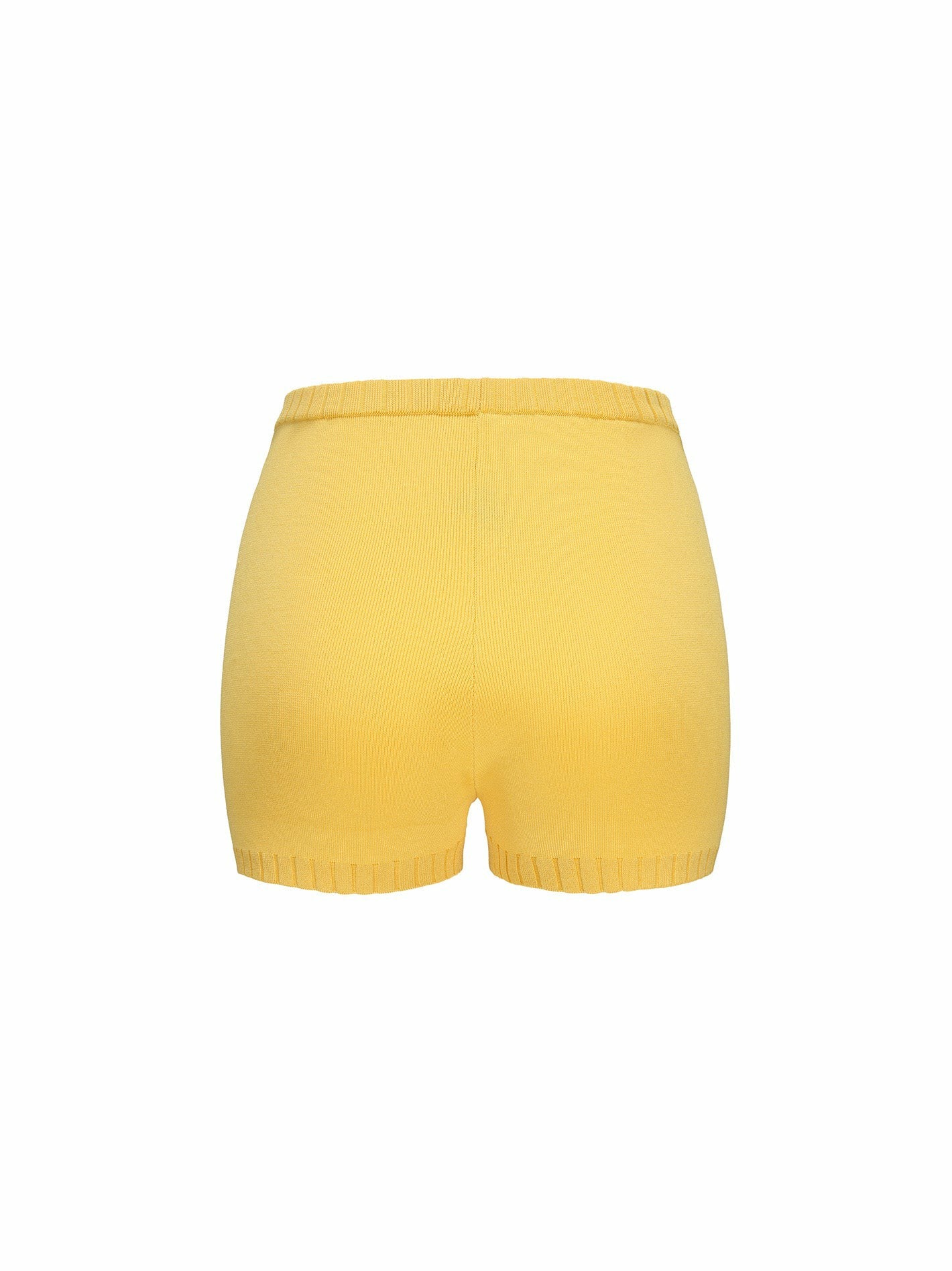 Nana Jacqueline Kennedy Knit Shorts: Yellow Knit Shorts for Resort Vacation Yellow