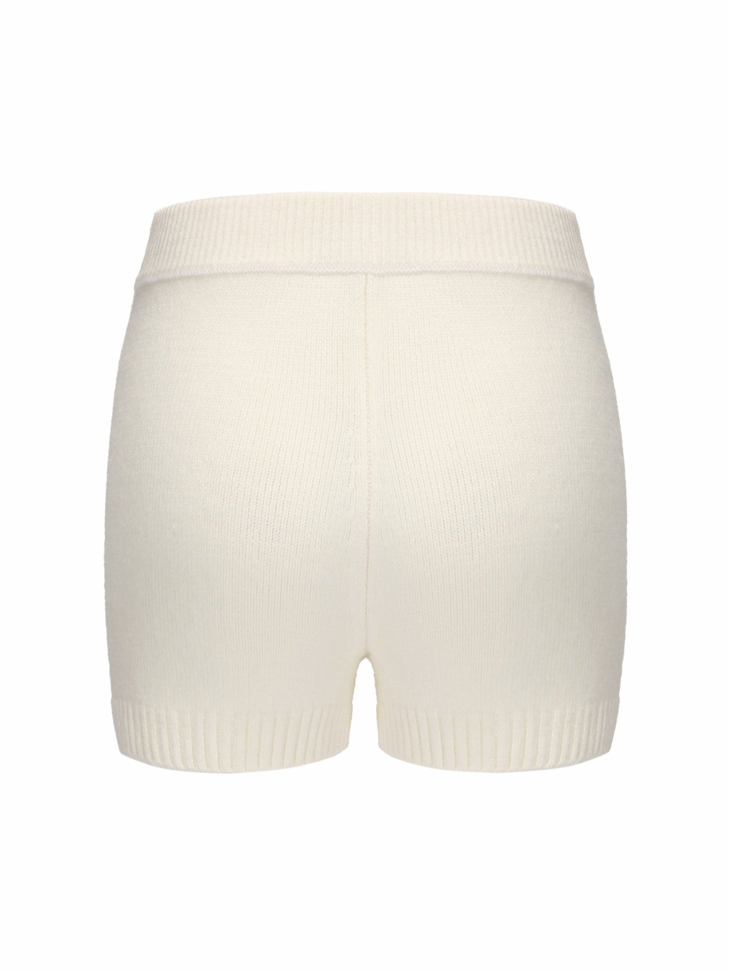 Nana Jacqueline Alexis Shorts: White Knit Shorts for Resort Brunch White