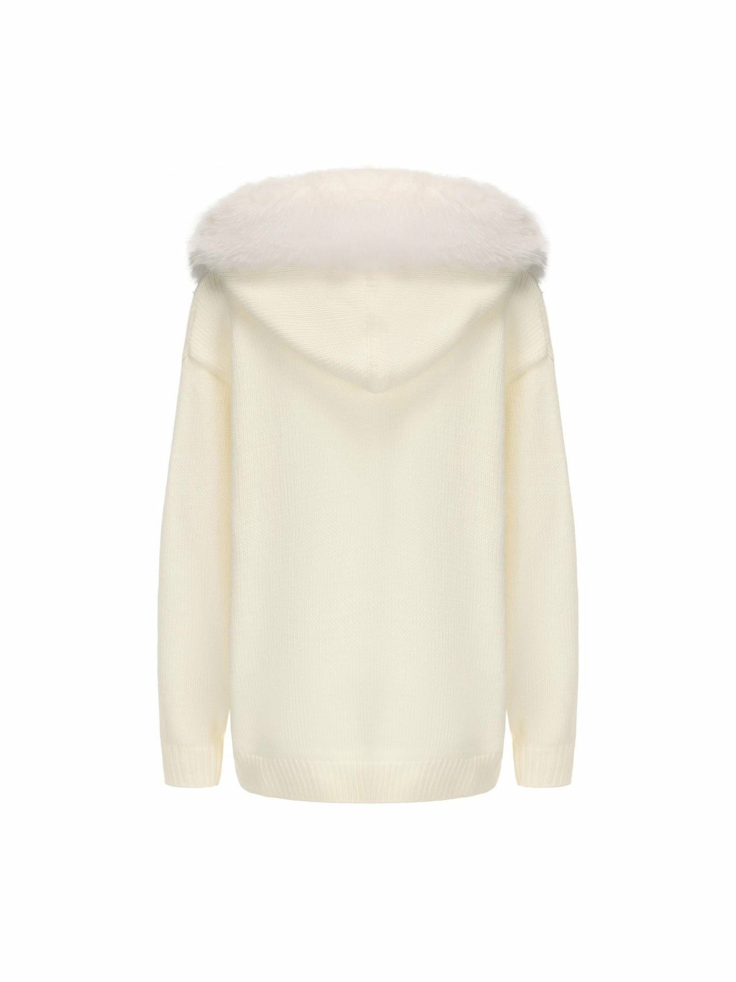 Nana Jacqueline Ava Fur Sweatshirt: White Knit Sweatshirt for Ski Trip White