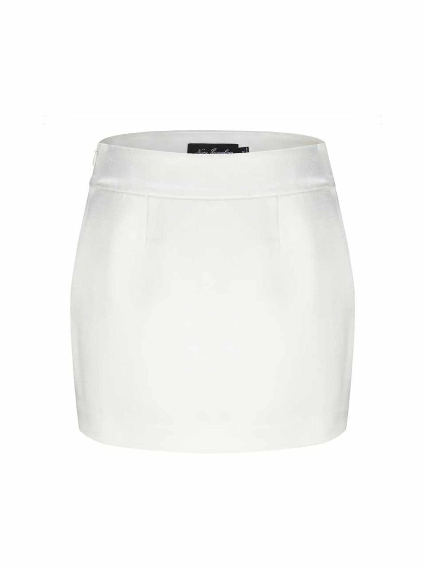 Nana Jacqueline Emilia Satin Skirt: White Mini Skirt for Engagement Party White
