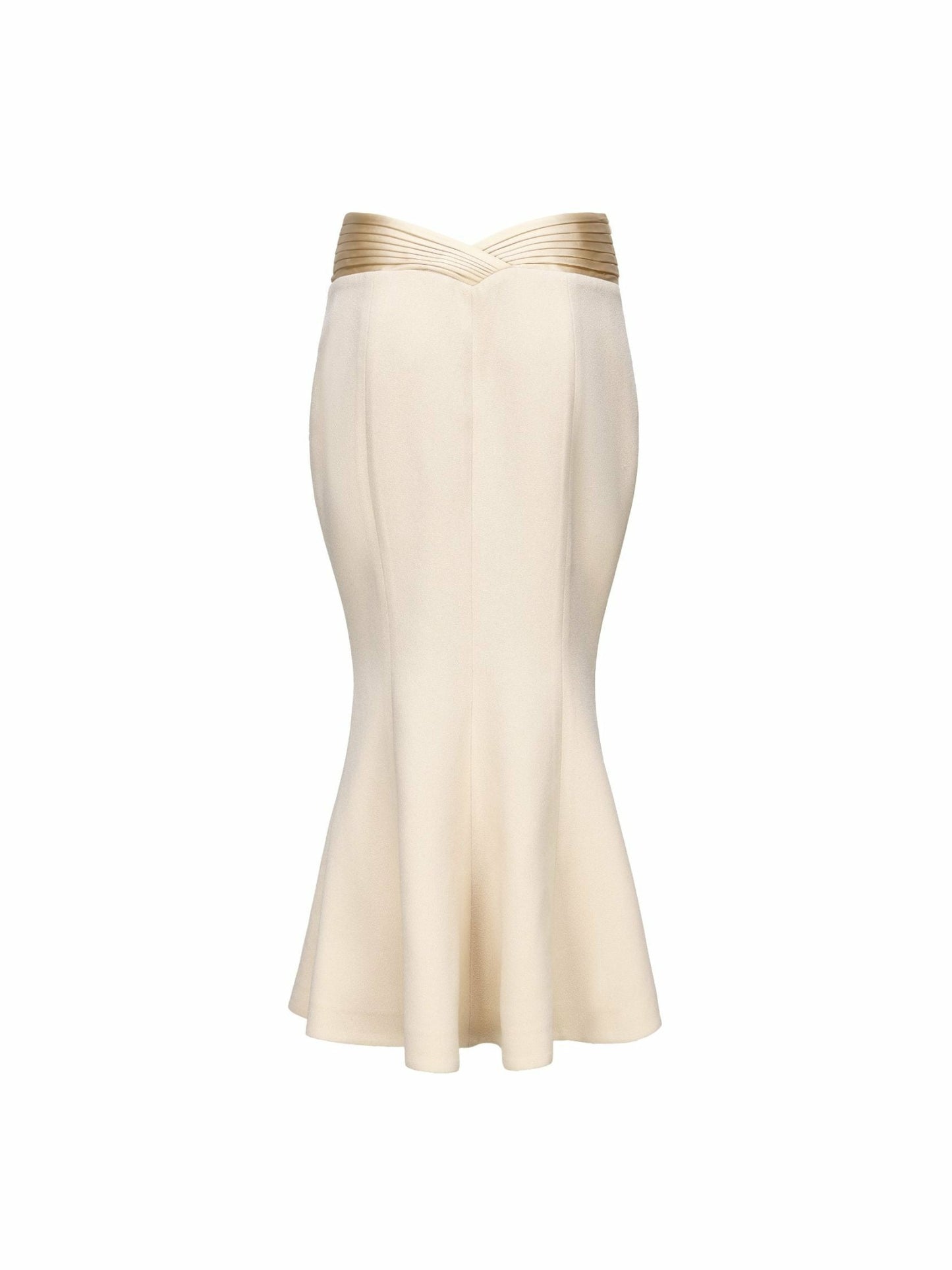 Nana Jacqueline Belle Satin Skirt: Beige Midi Skirt for Rehearsal Dinner Beige