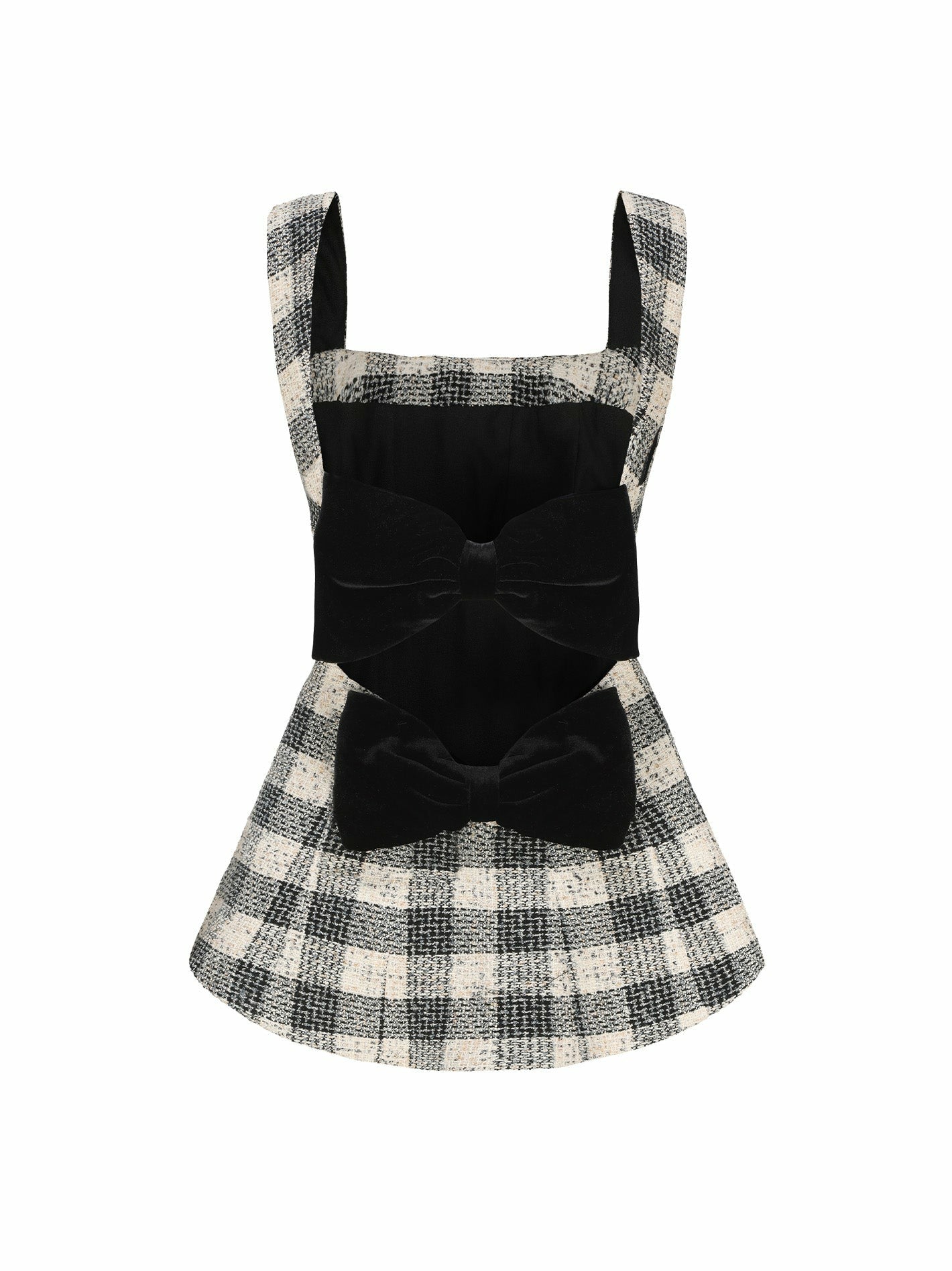 Nana Jacqueline Anabella Bow Top: Black Checkered Top for Brunch Black Checkered