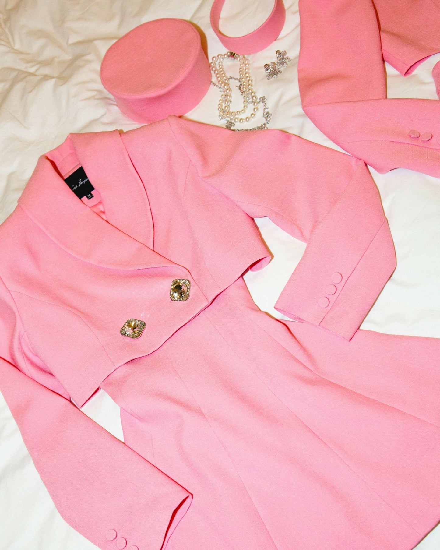 Nana Jacqueline Veronica Crop Blazer: Pink Crop Blazer for Brunch Pink