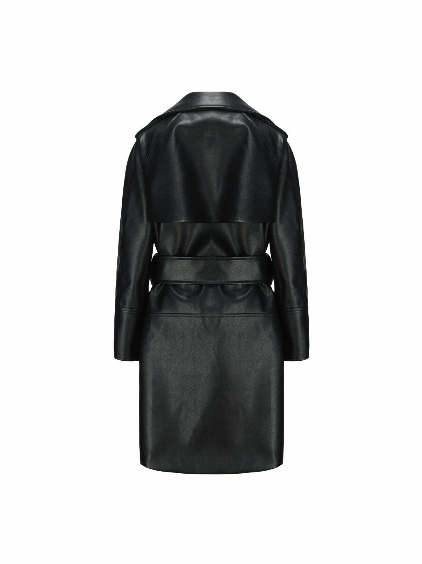 Nana Jacqueline Keira Leather Trench Coat: Black Trench Coat for Date Night Black