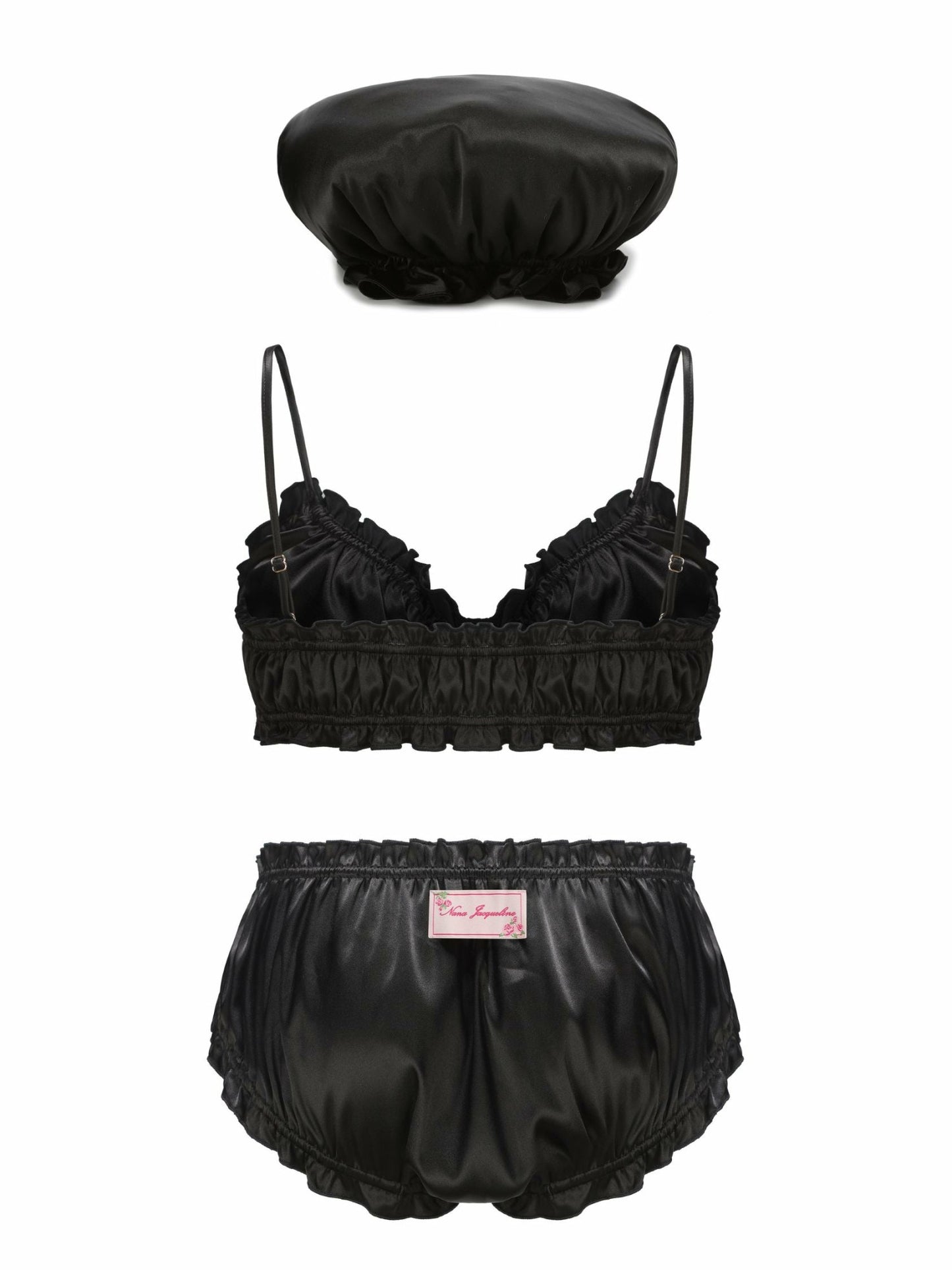 Nana Jacqueline Isabella Silk Intimates Set: Black Intimates Set for Honeymoon Black