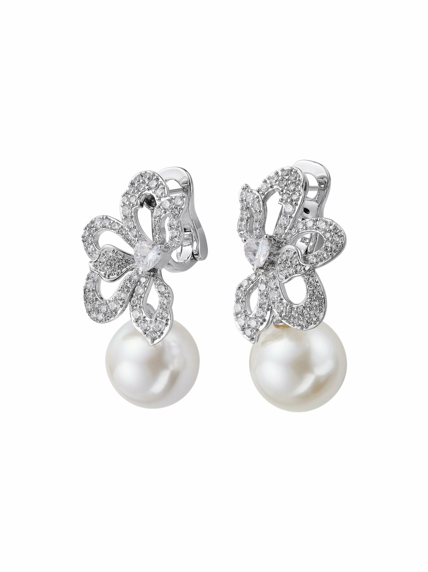 Nana Jacqueline Amelia Earrings: White Pearl Earrings for Bridal Shower White