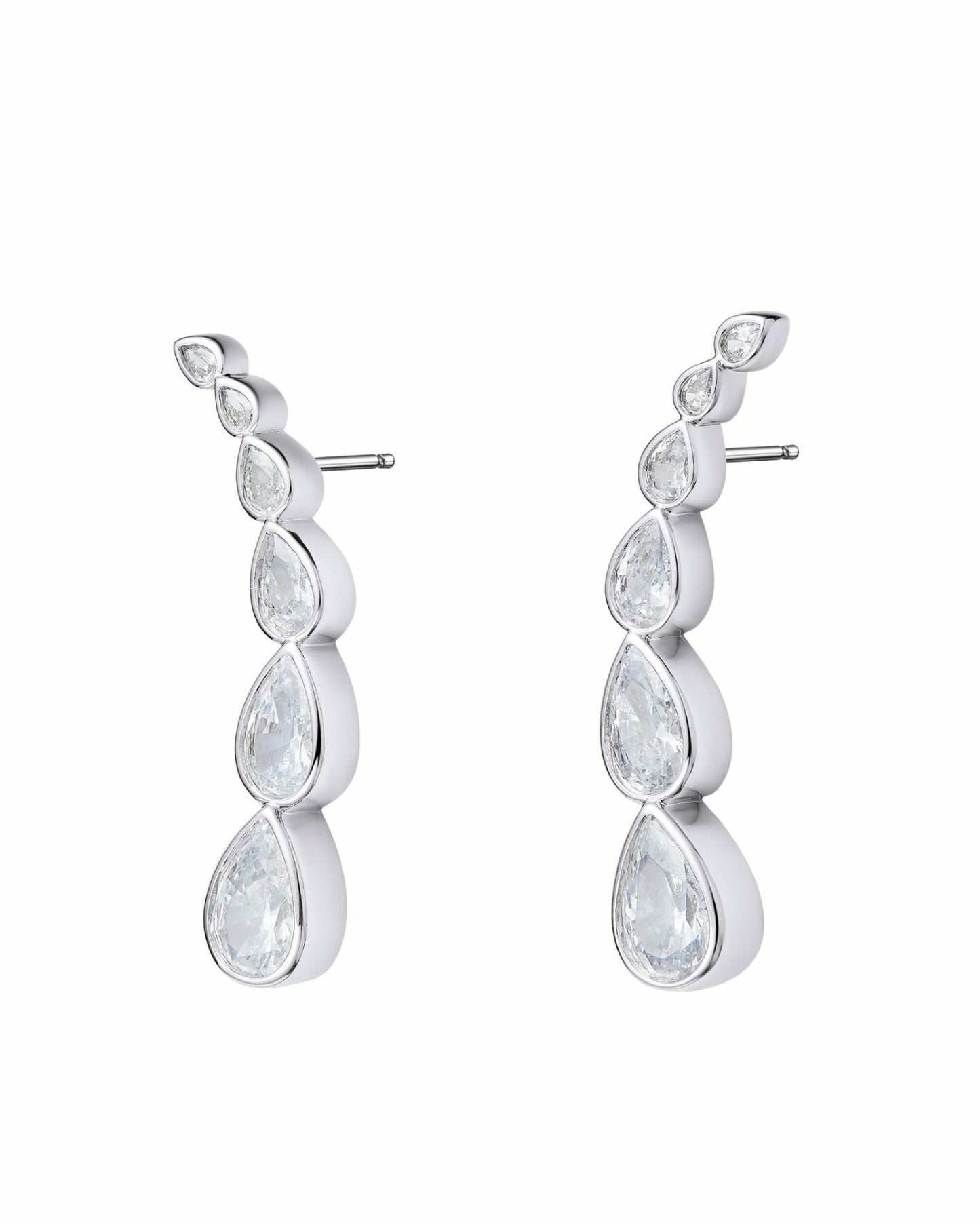 Nana Jacqueline Mirabelle Teardrop Earrings: Silver Earrings for Formal Events Silver