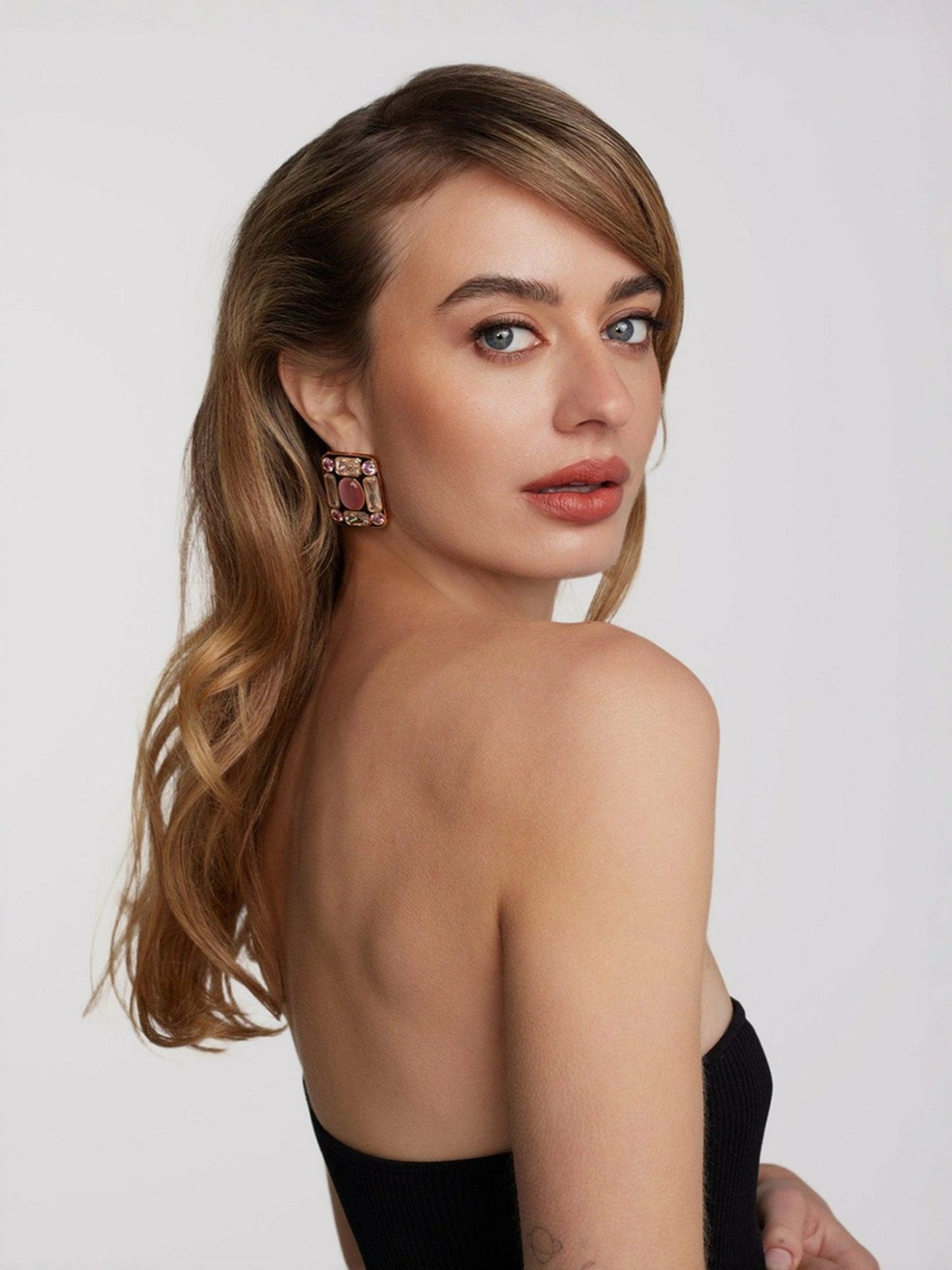 Nana Jacqueline Mirabel Earrings: Pink Earrings for Cocktail Party Geometric