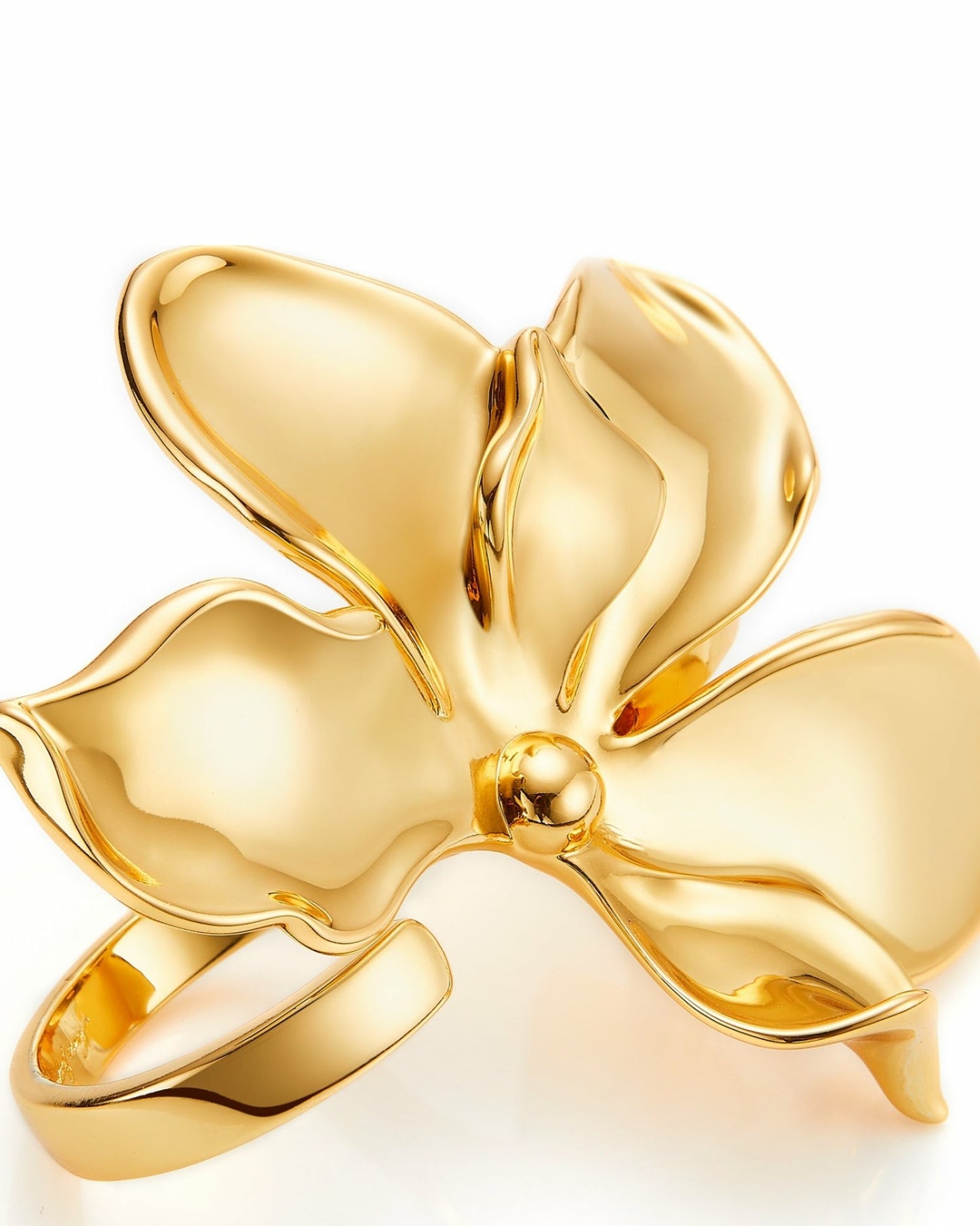 Nana Jacqueline Marlene Ring: Gold Flower Ring for Cocktail Party Gold