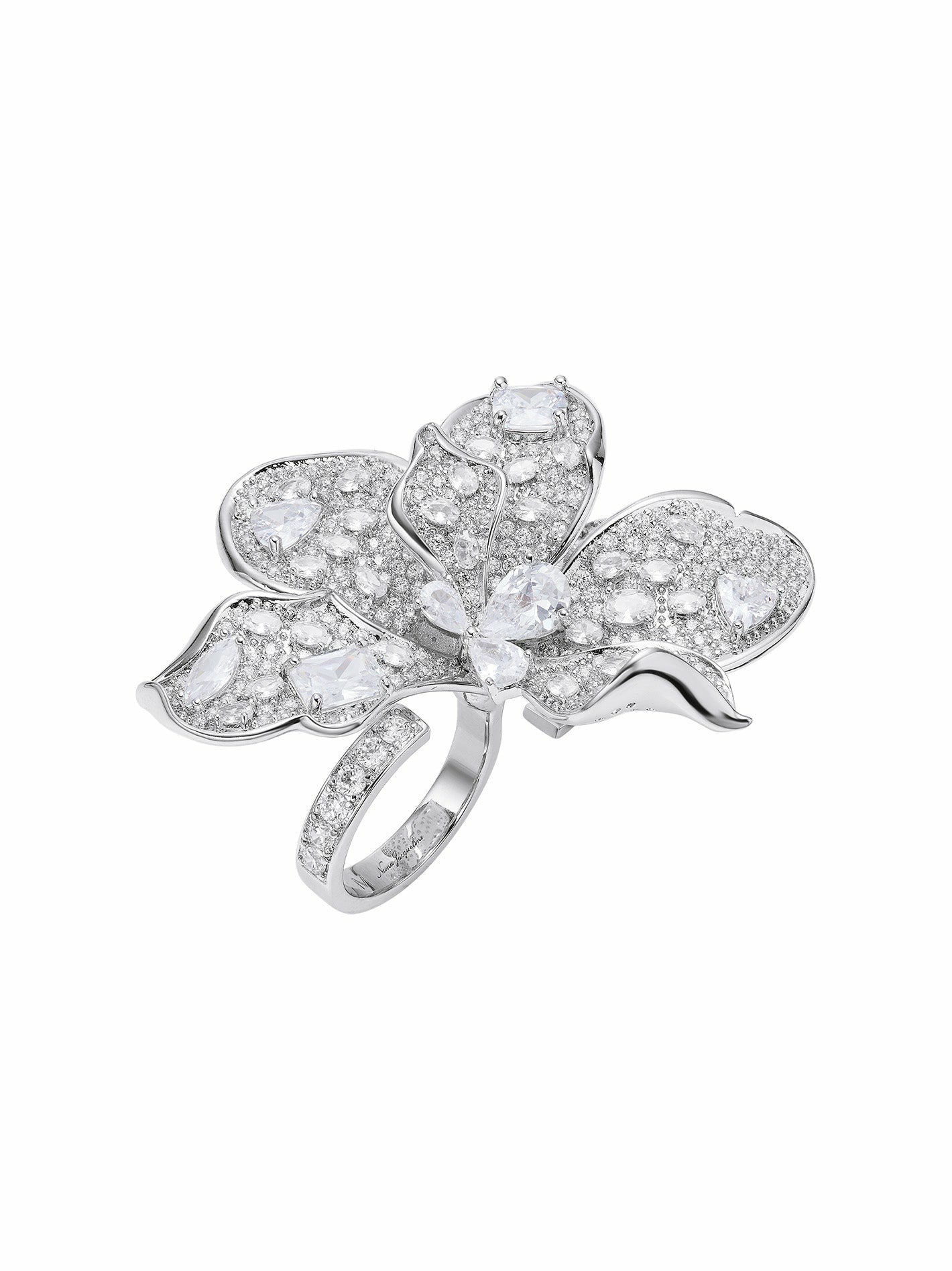 Nana Jacqueline Portia Ring: Silver Ring for Bridal Shower White