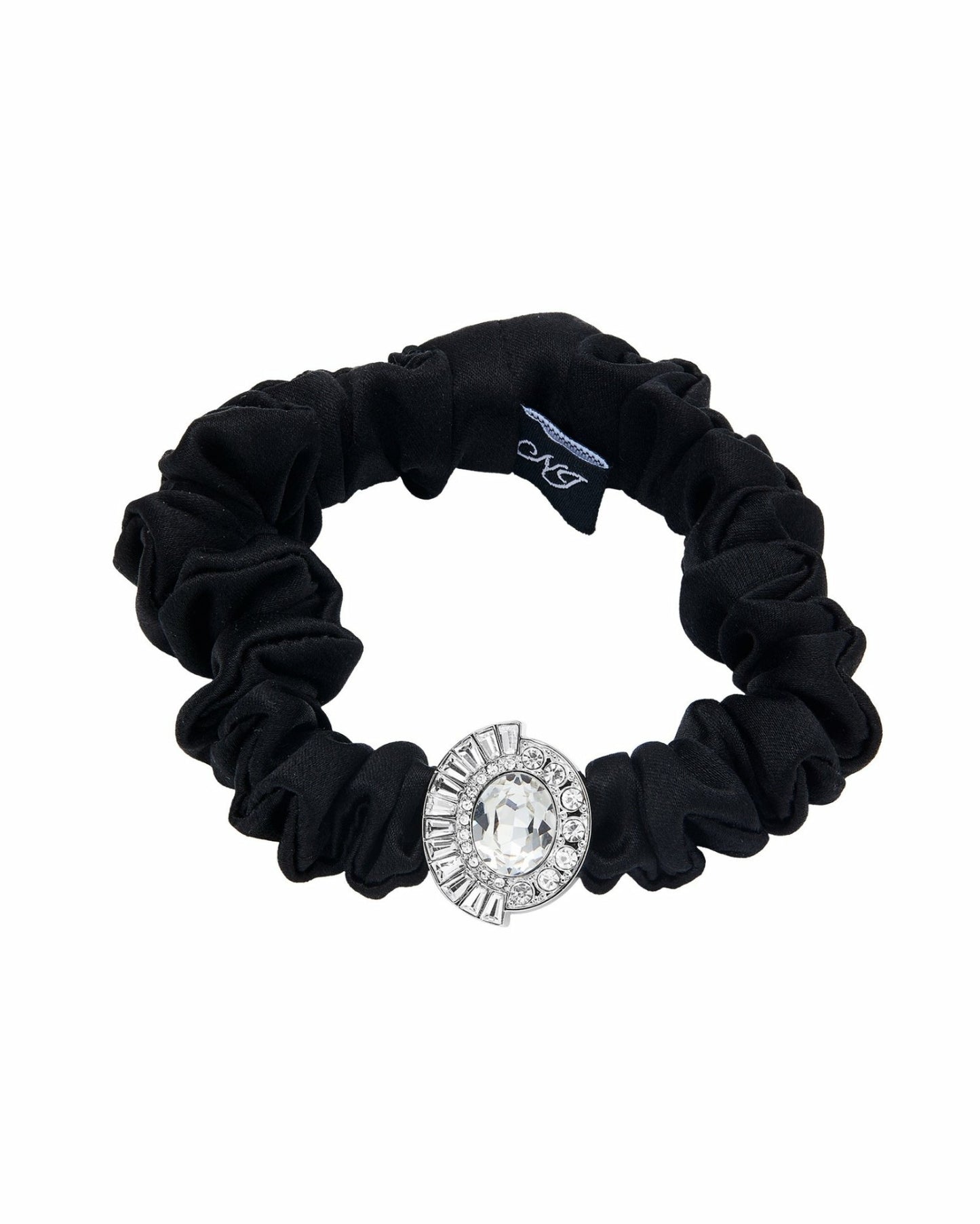 Nana Jacqueline Helene Crystal-Detail Silk Noir Scrunchie Set: Silk Scrunchie Set for Party Hairstyles White/Red/Black