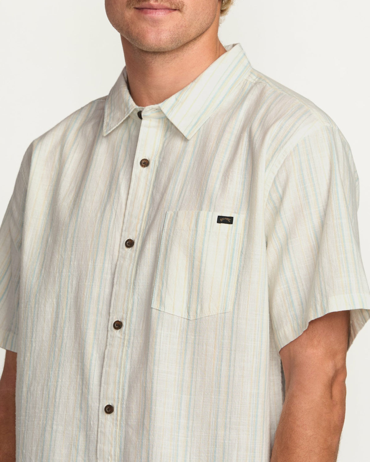 Billabong All Day Stripe Short Sleeve Shirt - Off White