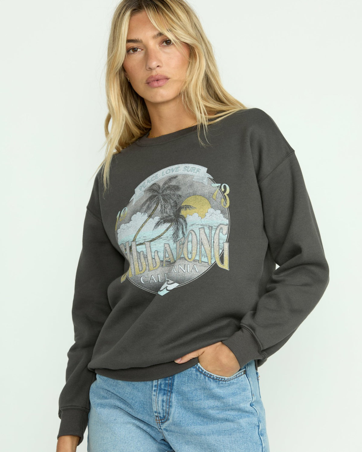 Billabong Wonderland Calls Crewneck Sweatshirt - Off Black