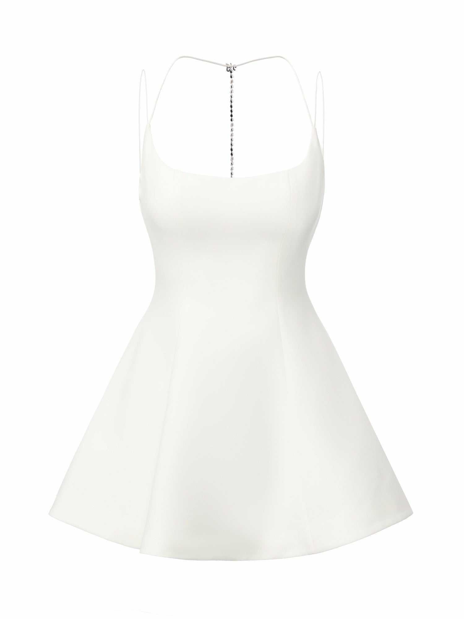 Nana Jacqueline Giana Open-Back Crystal-Chain White Dress White