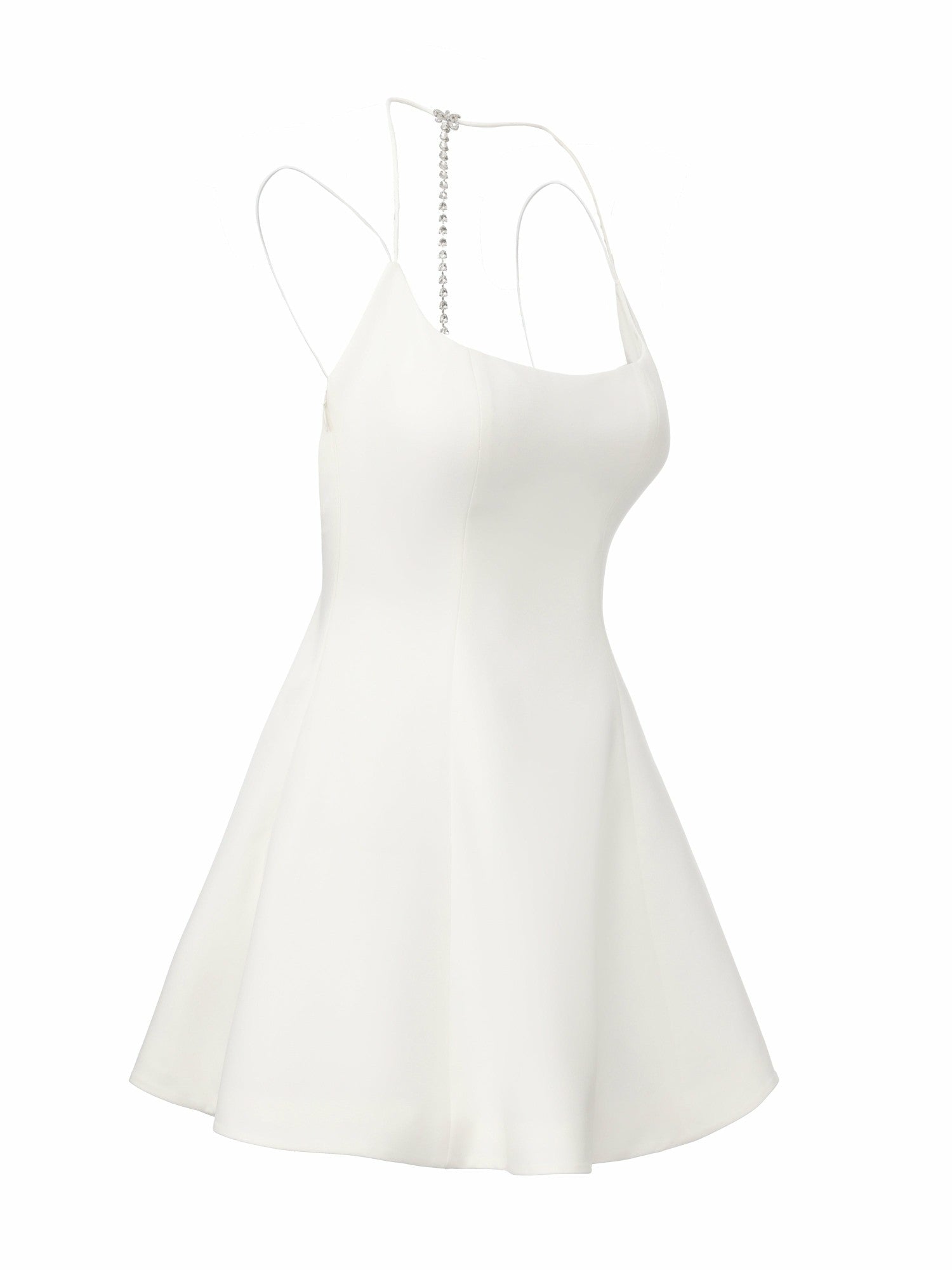 Nana Jacqueline Giana Open-Back Crystal-Chain White Dress White