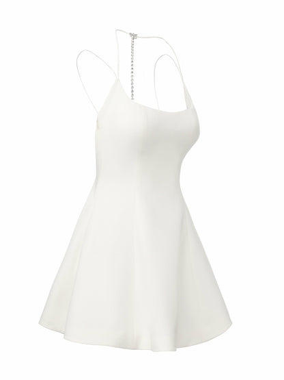 Nana Jacqueline Giana Open-Back Crystal-Chain White Dress White