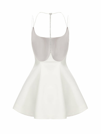 Nana Jacqueline Giana Open-Back Crystal-Chain White Dress White