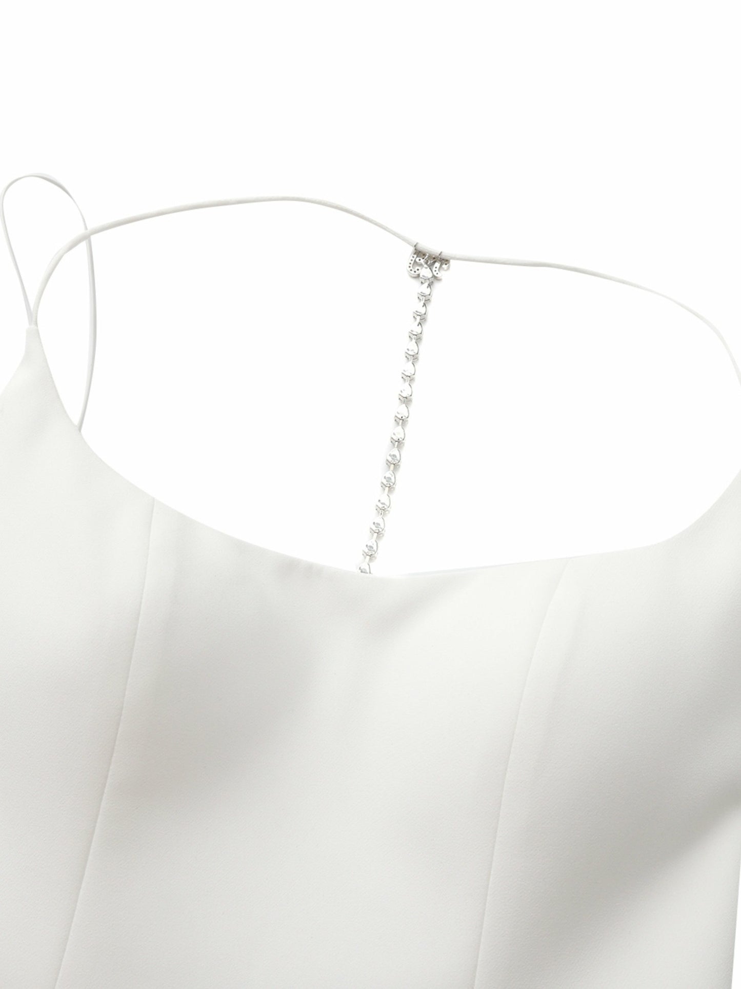 Nana Jacqueline Giana Open-Back Crystal-Chain White Dress White