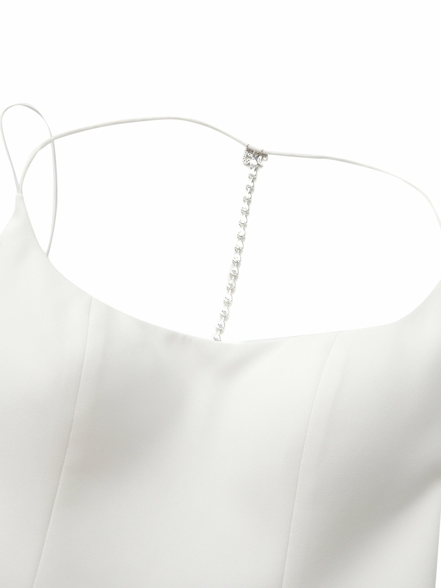 Nana Jacqueline Giana Open-Back Crystal-Chain White Dress White