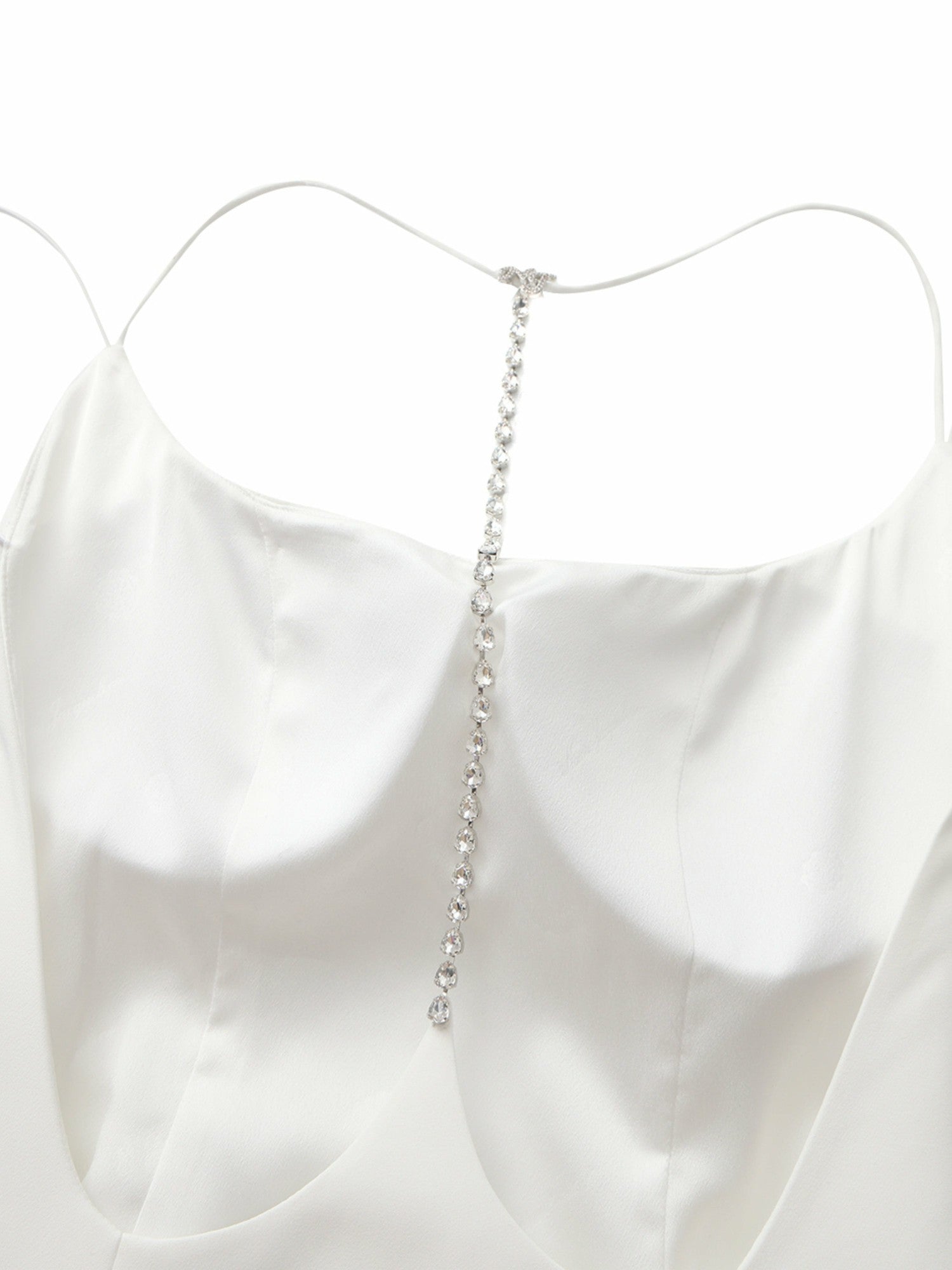 Nana Jacqueline Giana Open-Back Crystal-Chain White Dress White