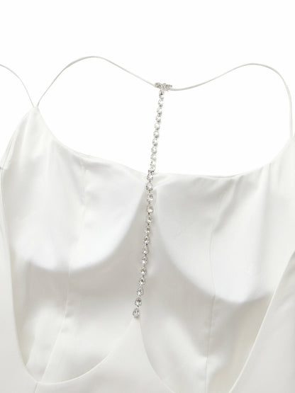 Nana Jacqueline Giana Open-Back Crystal-Chain White Dress White