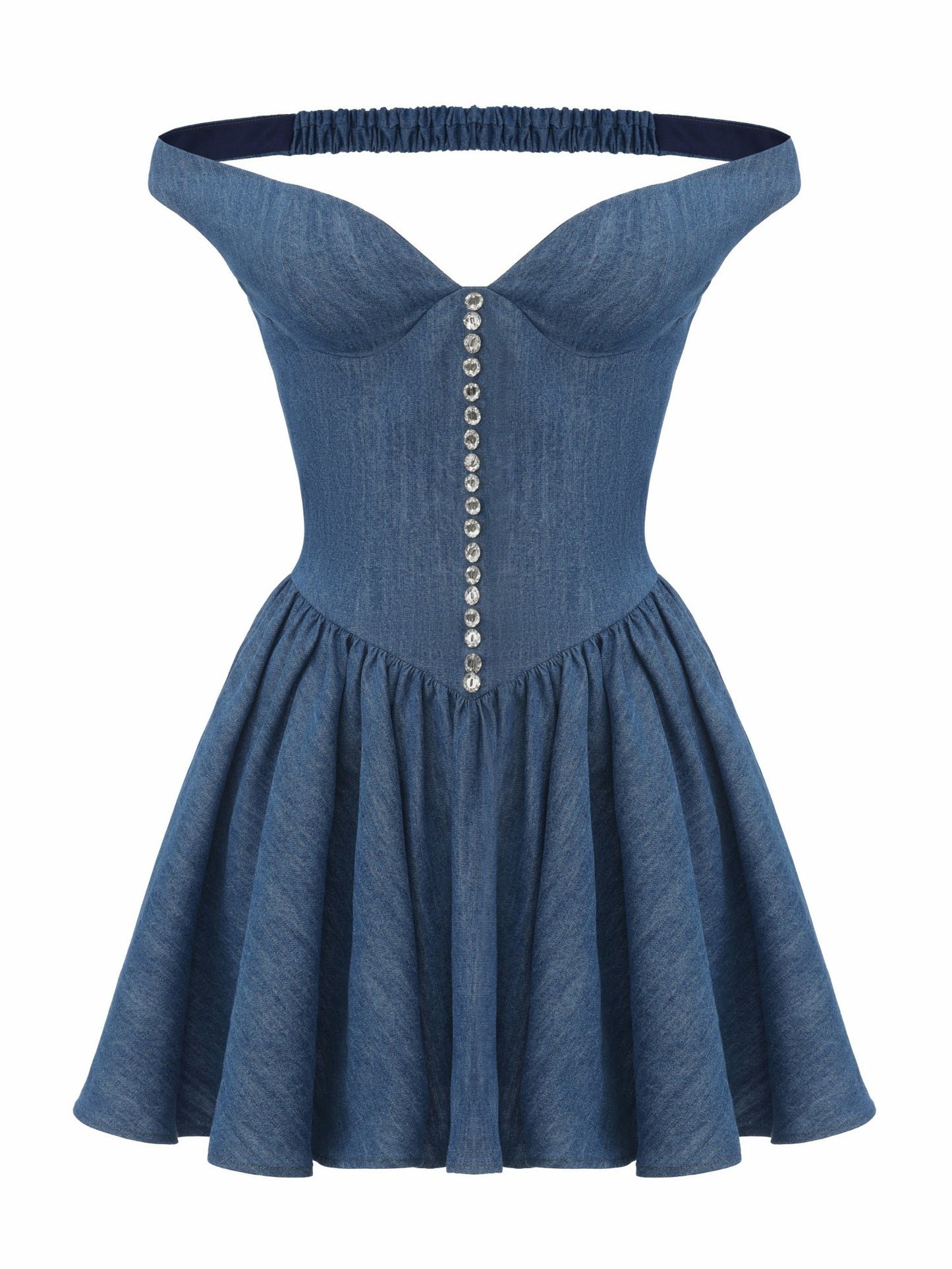 Nana Jacqueline Isabela Crystal Button Blue Dress Blue