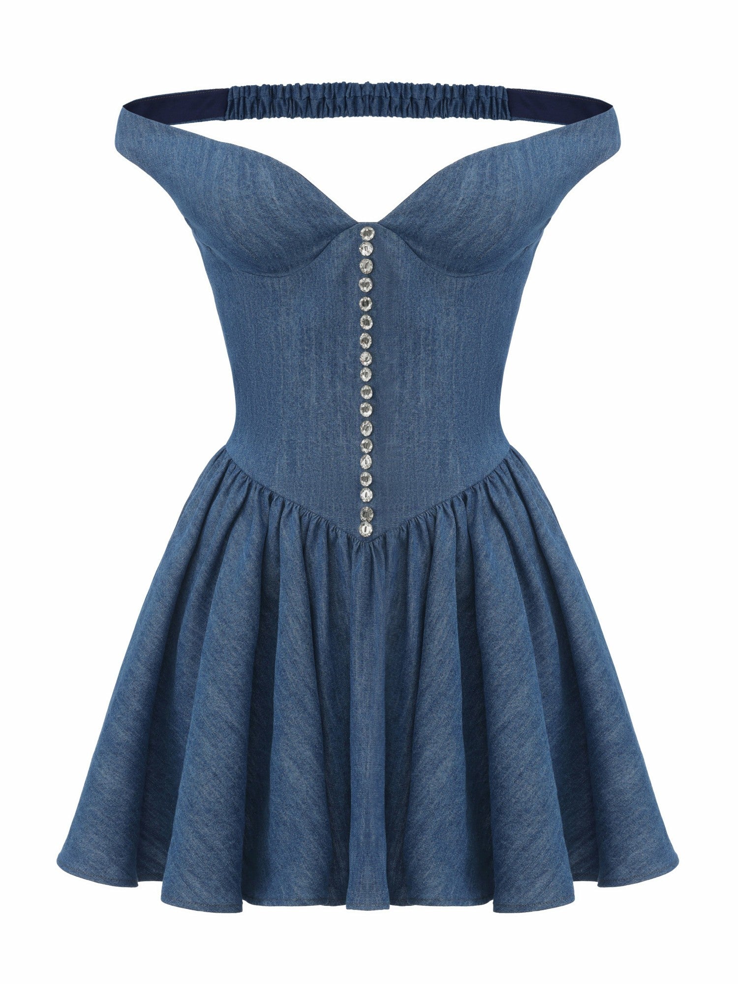 Nana Jacqueline Isabela Crystal Button Blue Dress Blue