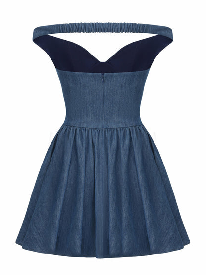 Nana Jacqueline Isabela Crystal Button Blue Dress Blue