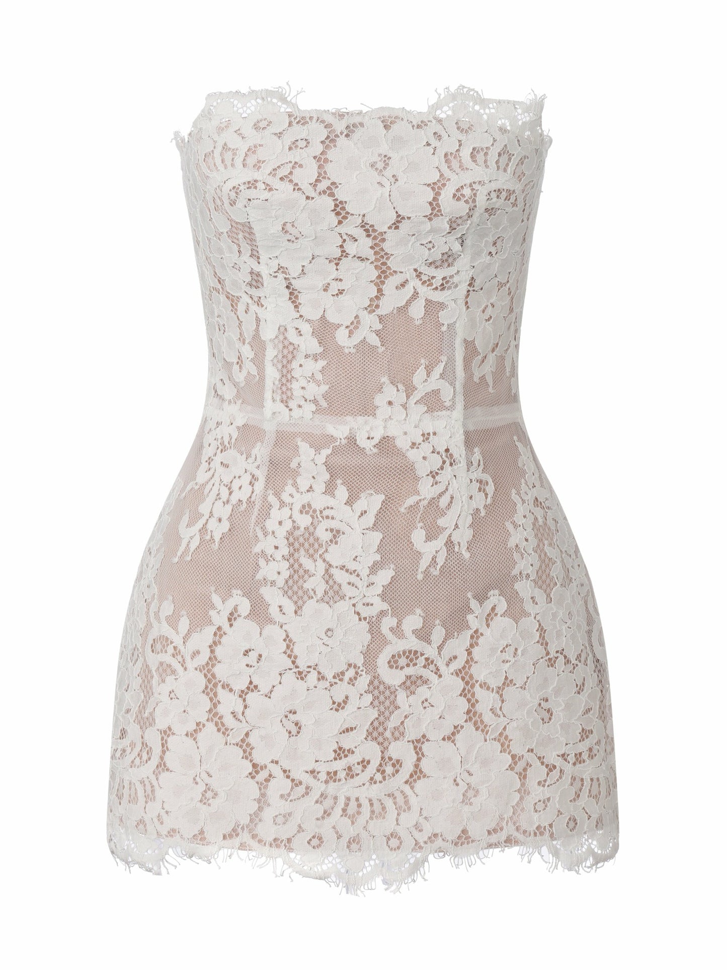 Nana Jacqueline Mara Strapless Lace White Dress White