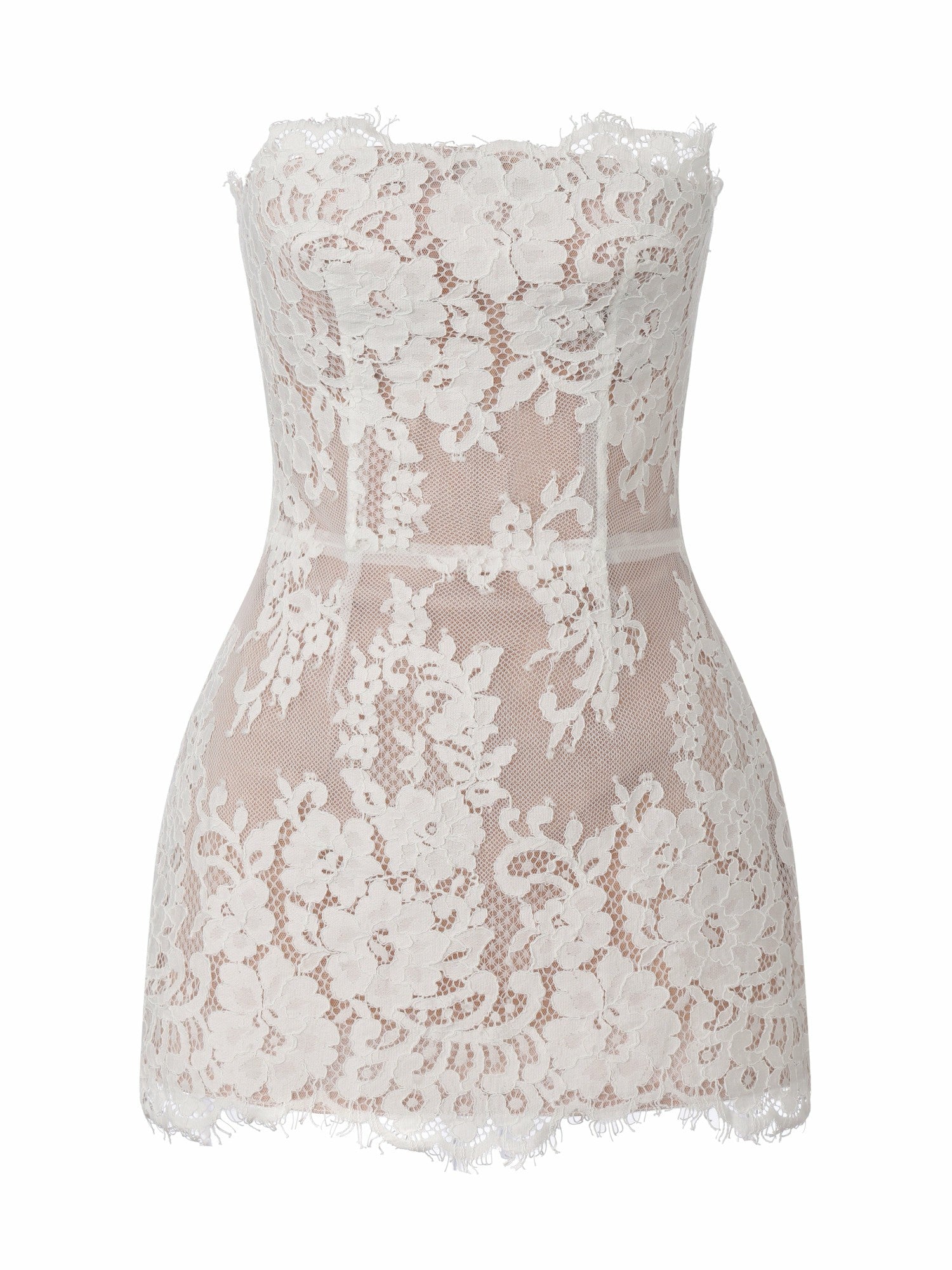 Nana Jacqueline Mara Strapless Lace White Dress White