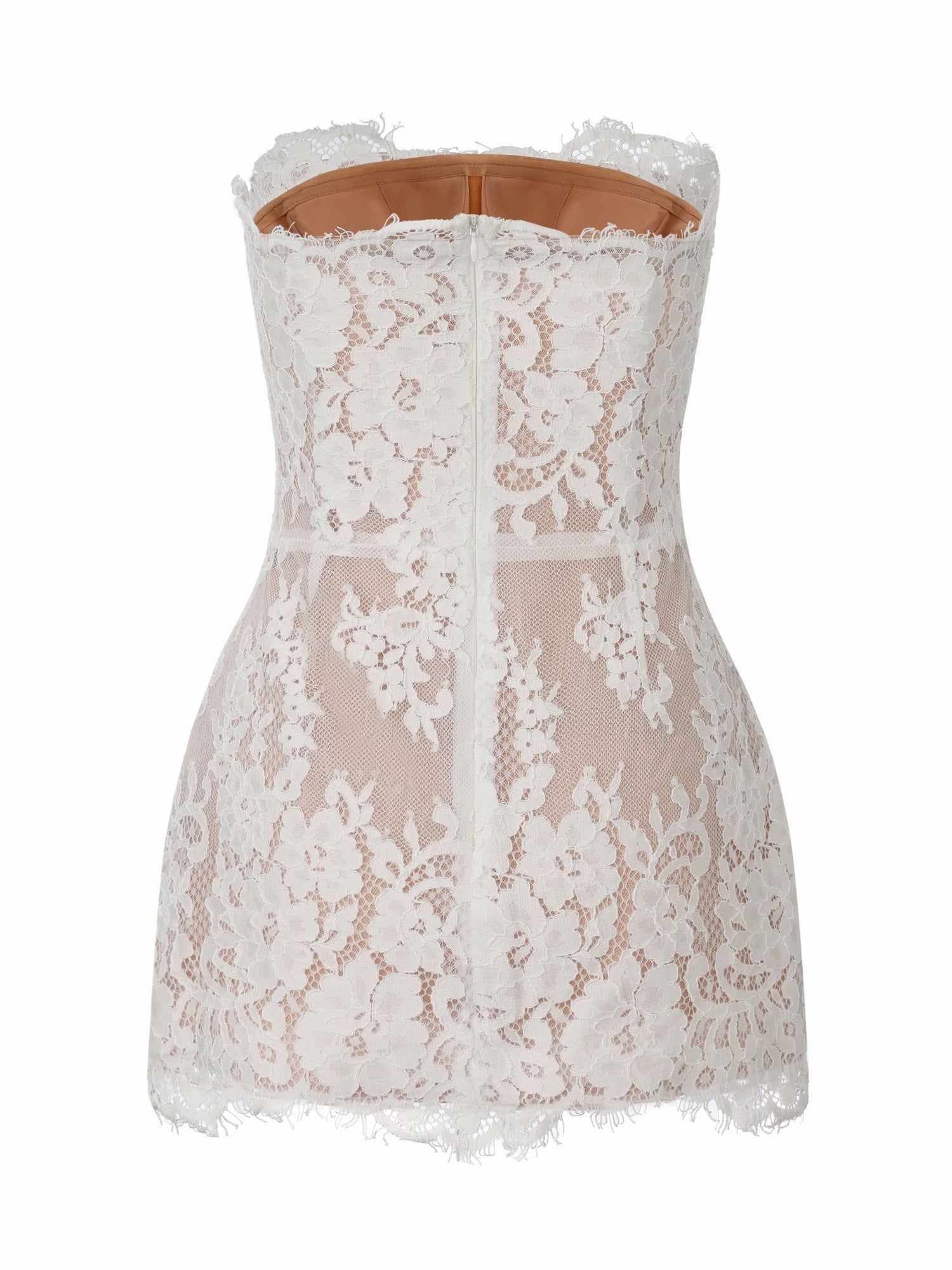 Nana Jacqueline Mara Strapless Lace White Dress White