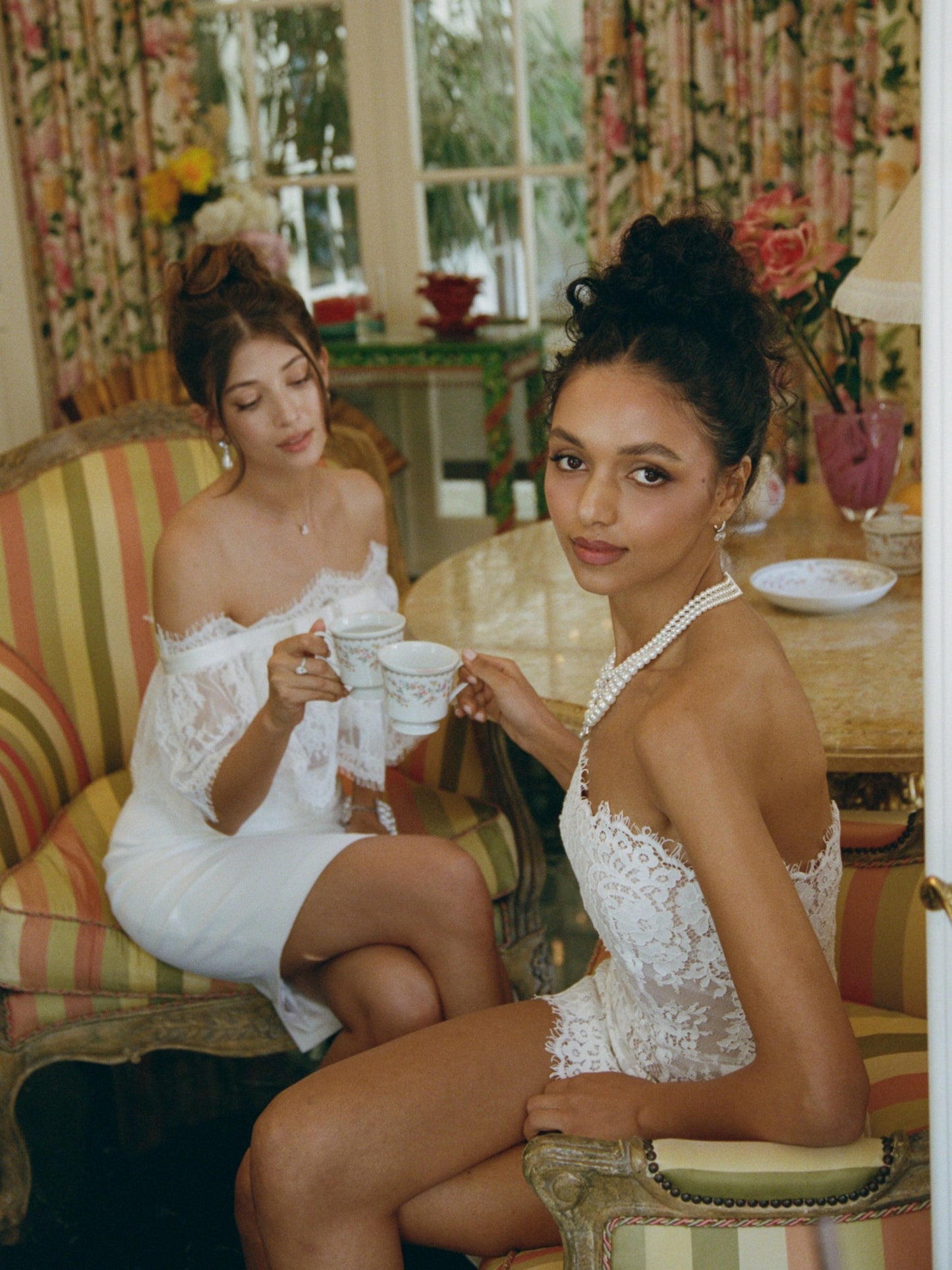 Nana Jacqueline Mara Strapless Lace White Dress White