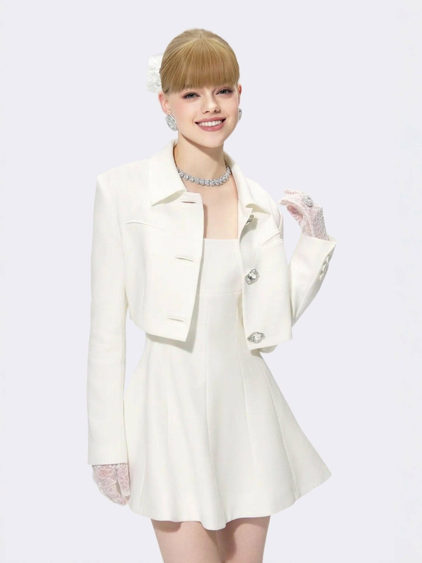 Nana Jacqueline Marianne Dress: White Mini Dress for Bridal Shower White