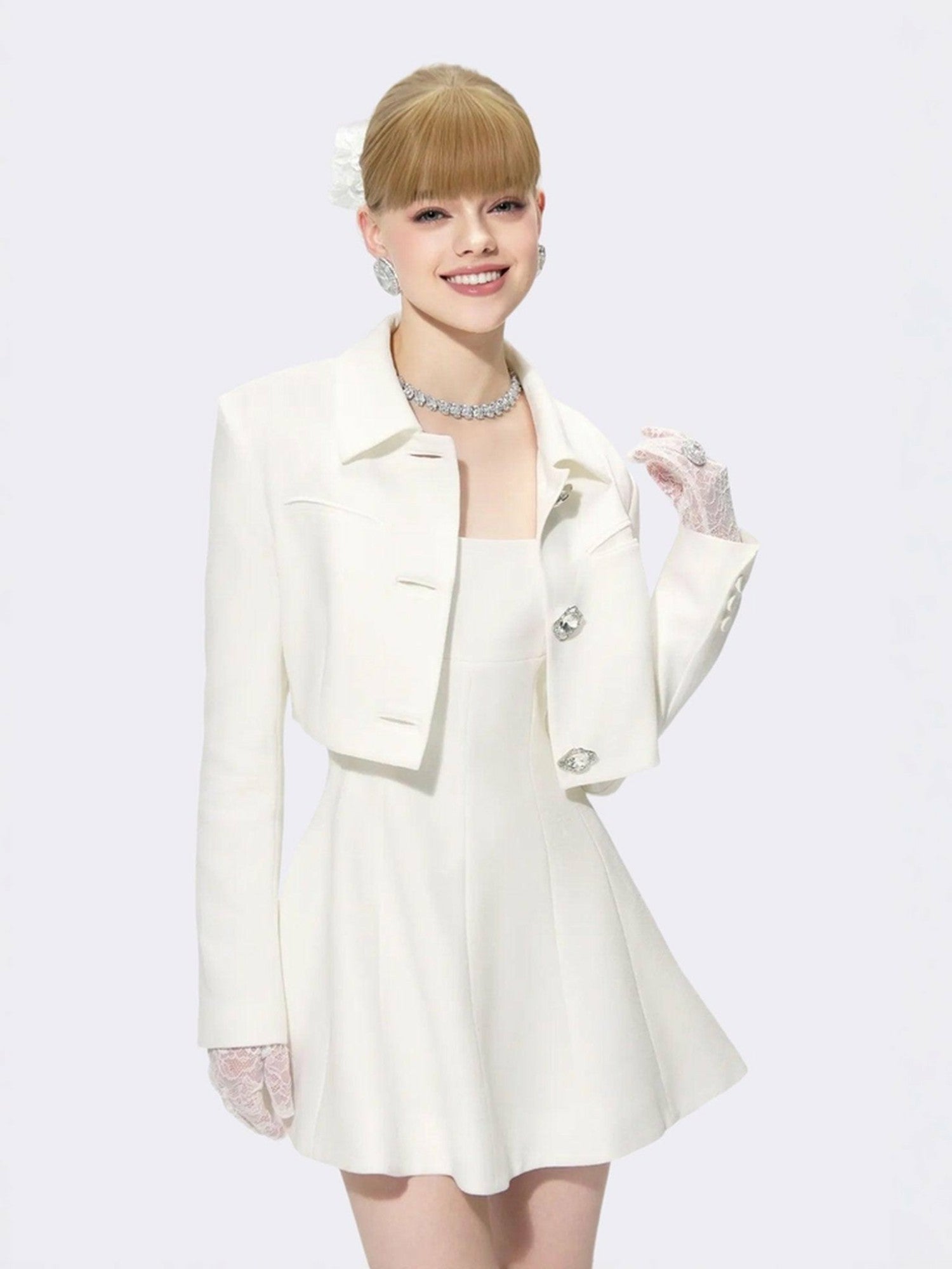 Nana Jacqueline Marianne Dress: White Mini Dress for Bridal Shower White