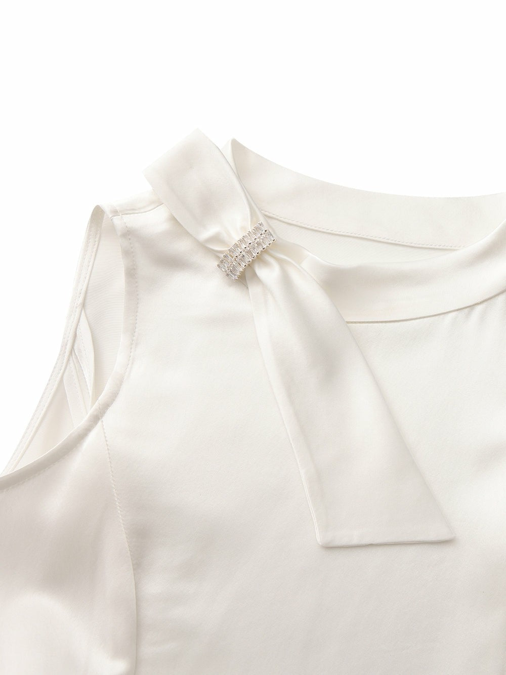 Nana Jacqueline Lila Satin Mini Dress: White Mini Dress for Bridal Shower White
