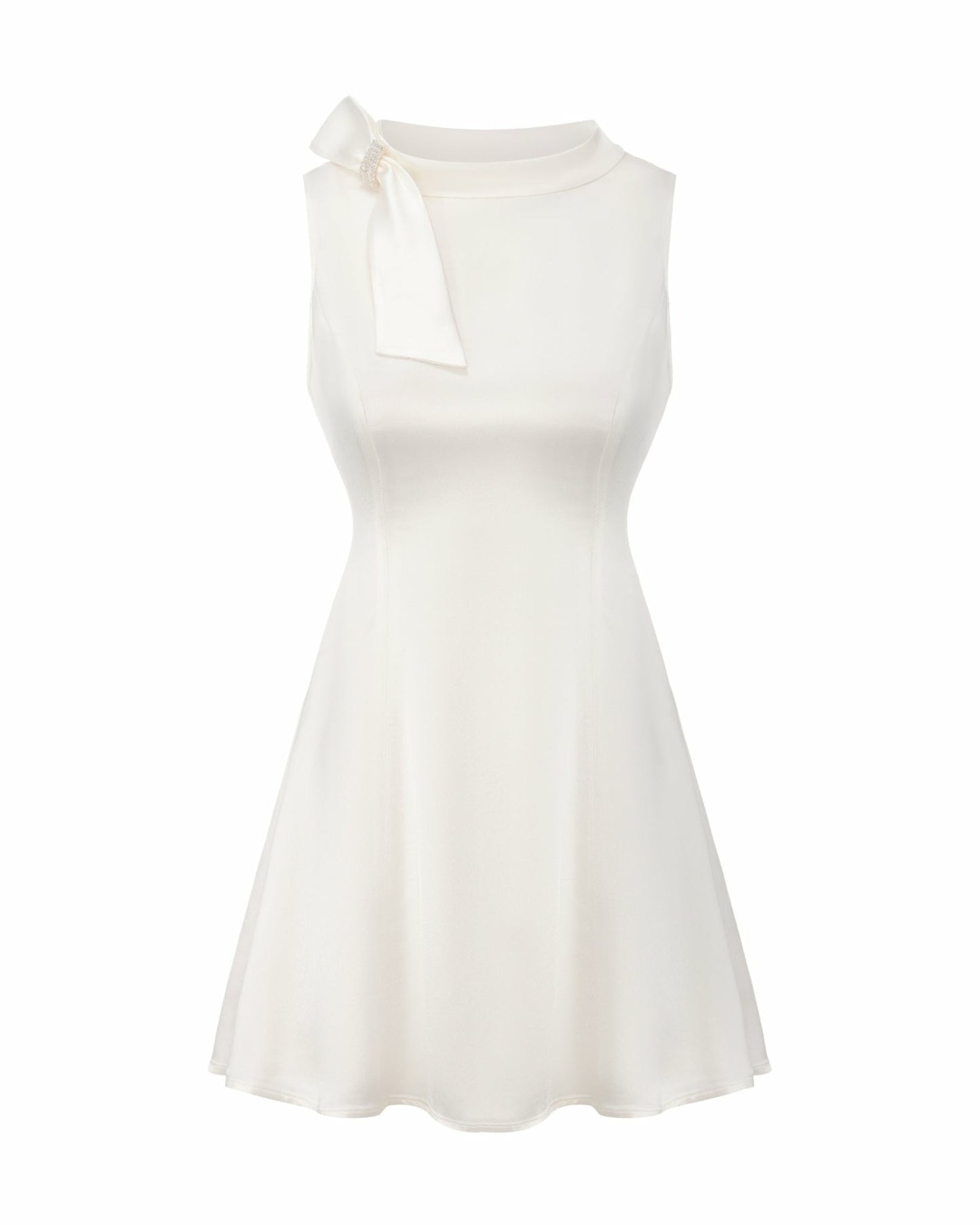Nana Jacqueline Lila Satin Mini Dress: White Mini Dress for Bridal Shower White