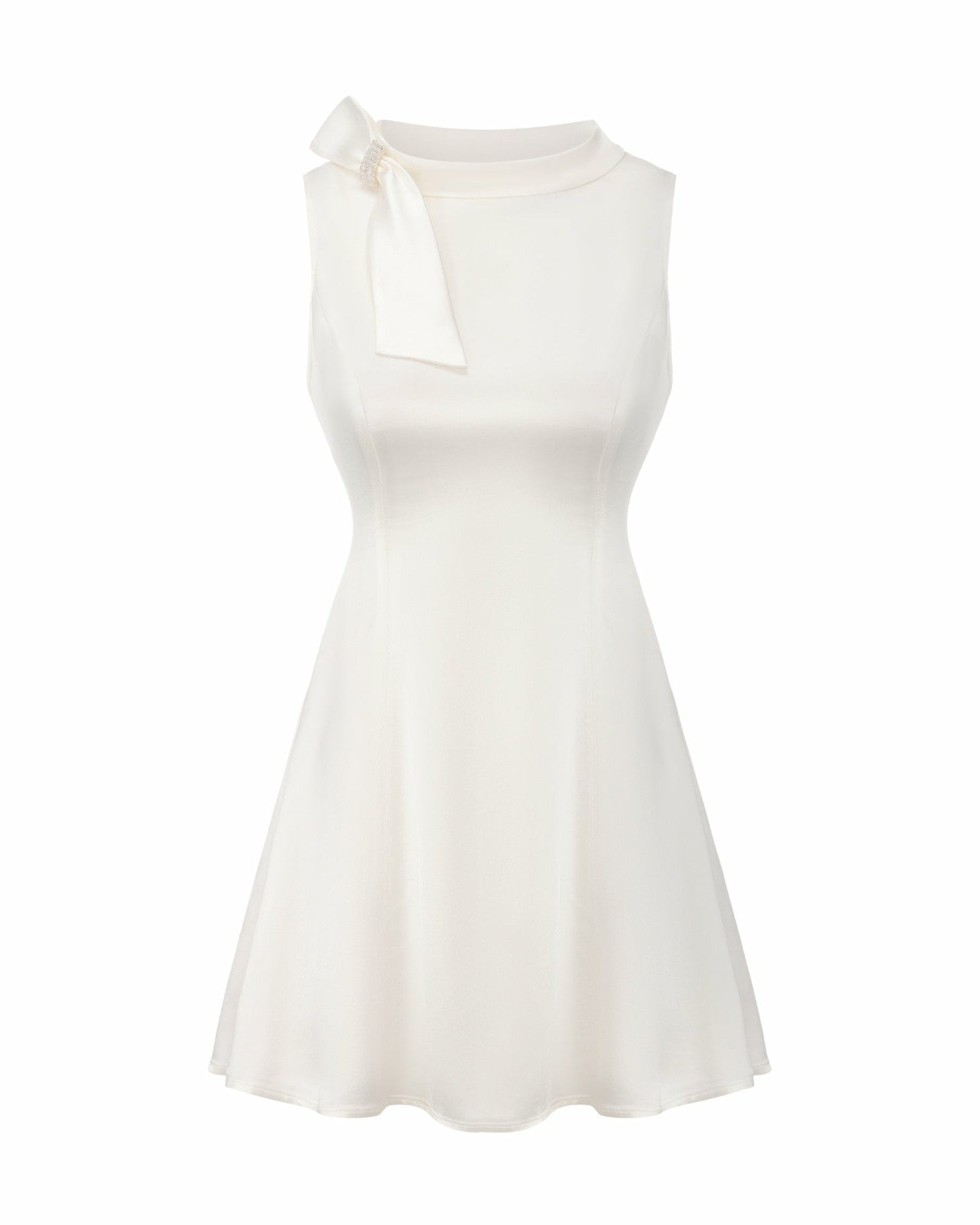 Nana Jacqueline Lila Satin Mini Dress: White Mini Dress for Bridal Shower White