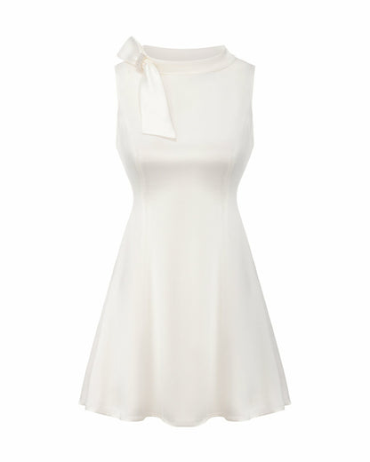 Nana Jacqueline Lila Satin Mini Dress: White Mini Dress for Bridal Shower White