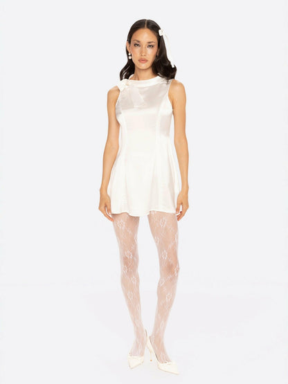 Nana Jacqueline Lila Satin Mini Dress: White Mini Dress for Bridal Shower White