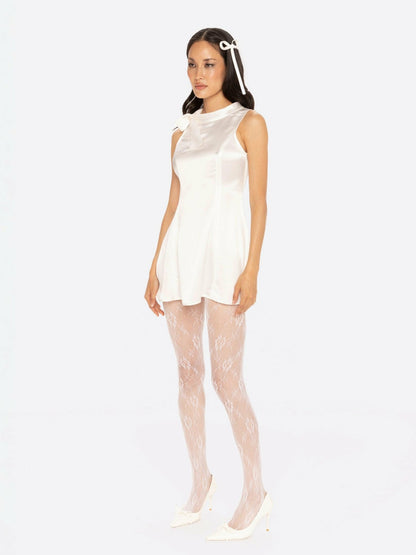 Nana Jacqueline Lila Satin Mini Dress: White Mini Dress for Bridal Shower White